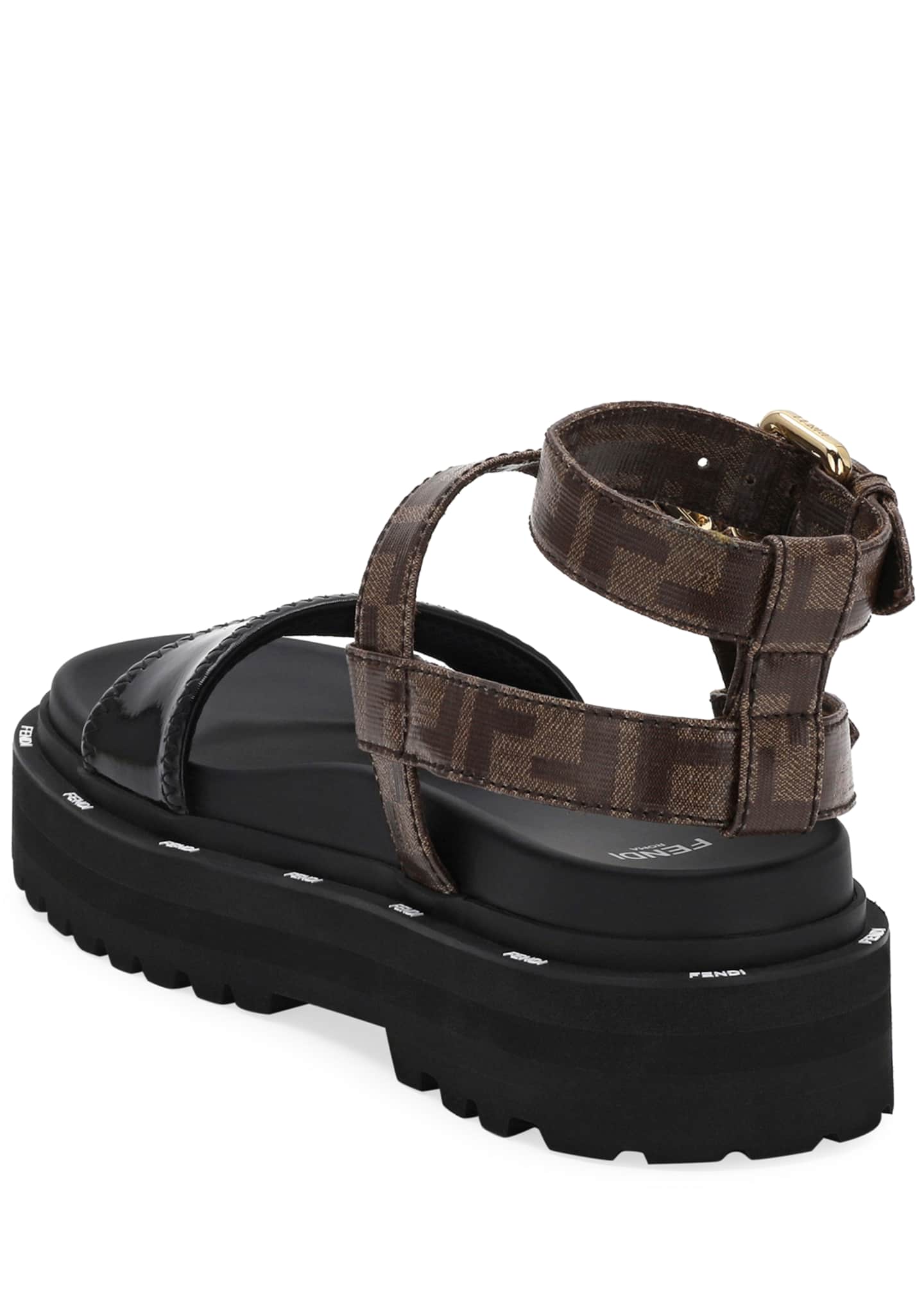 fendi promenade ff flat leather sandals