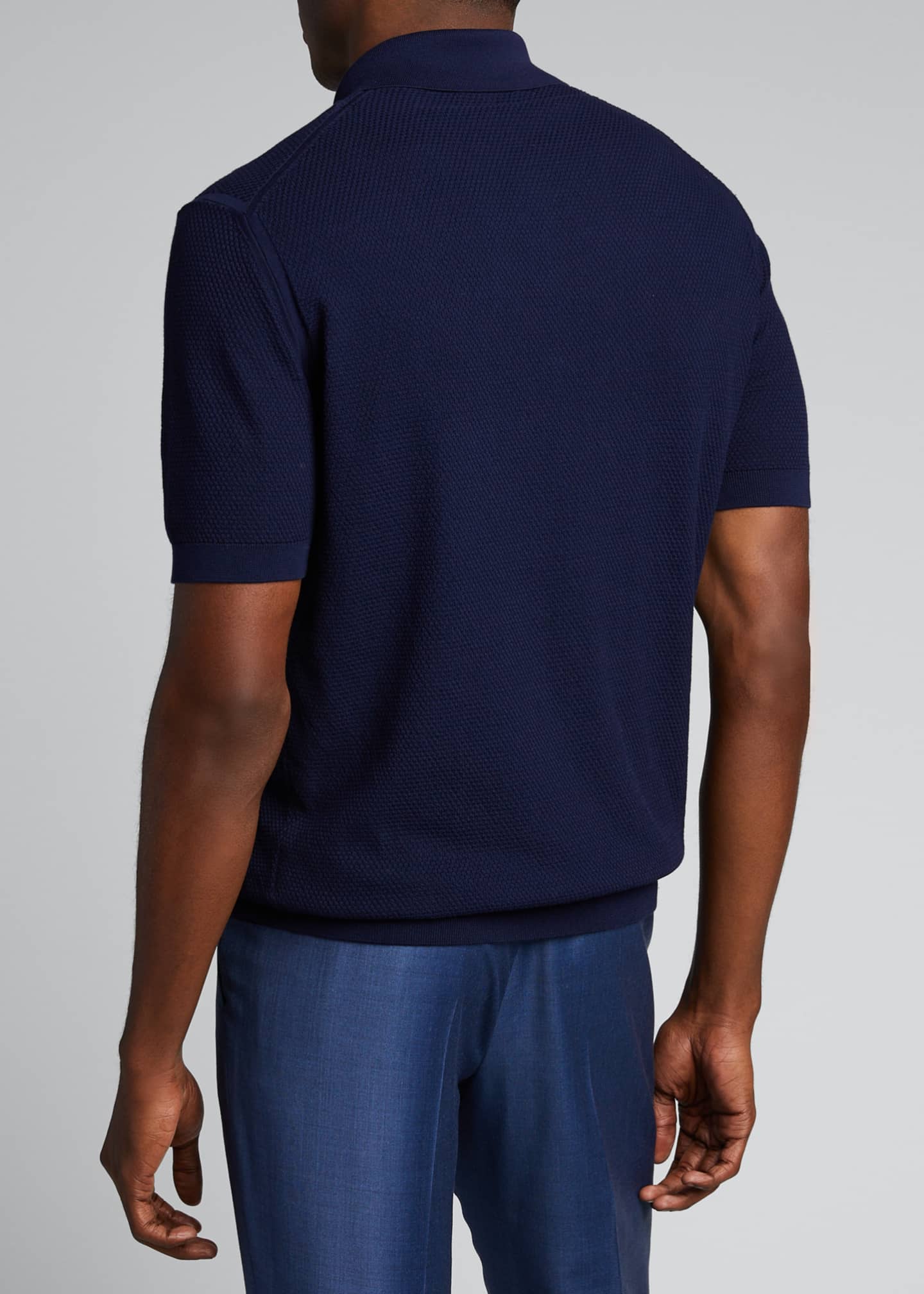 Ermenegildo Zegna Men's Solid Waffle-Knit Polo Shirt - Bergdorf Goodman