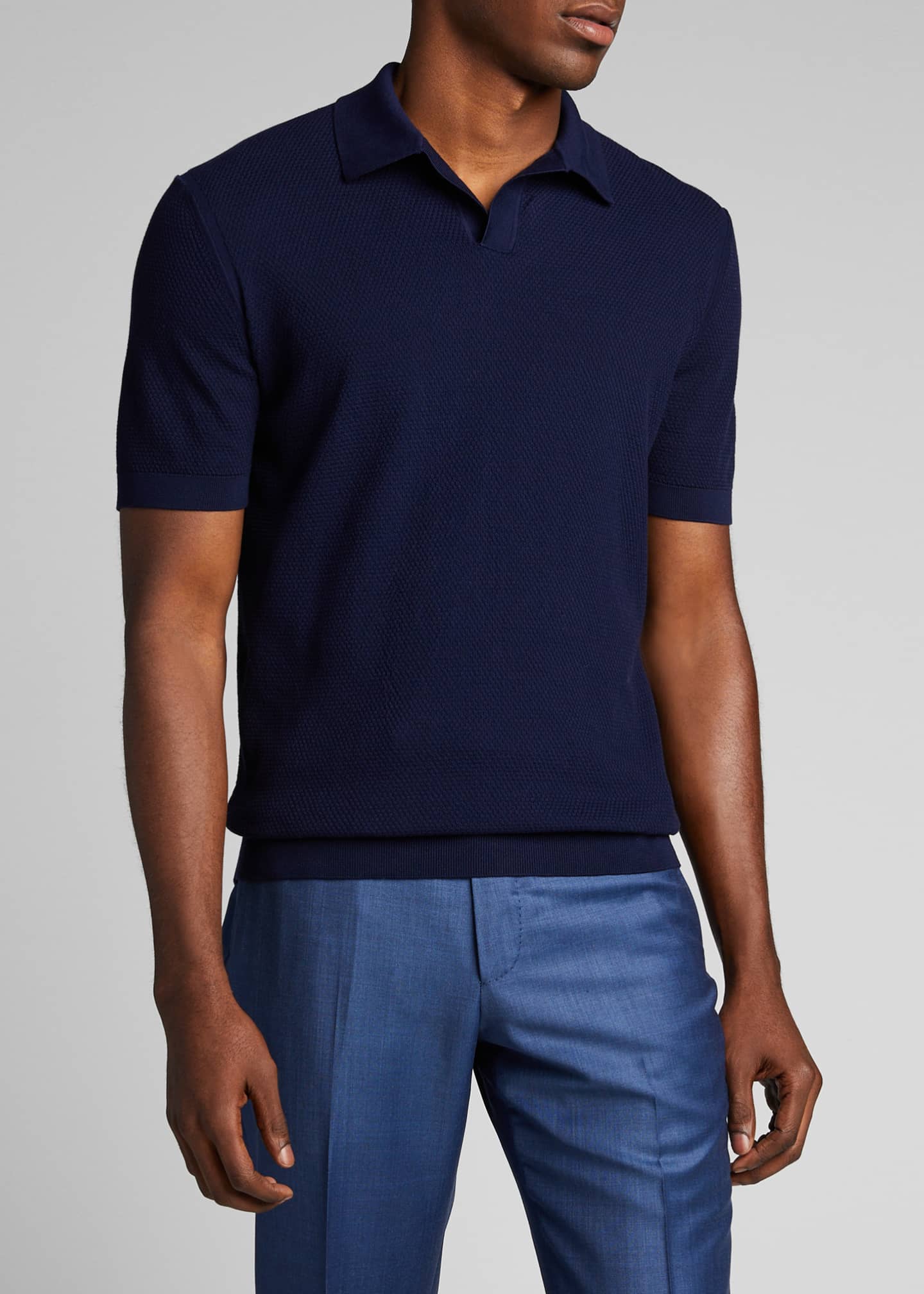 Ermenegildo Zegna Men's Solid WaffleKnit Polo Shirt Bergdorf Goodman