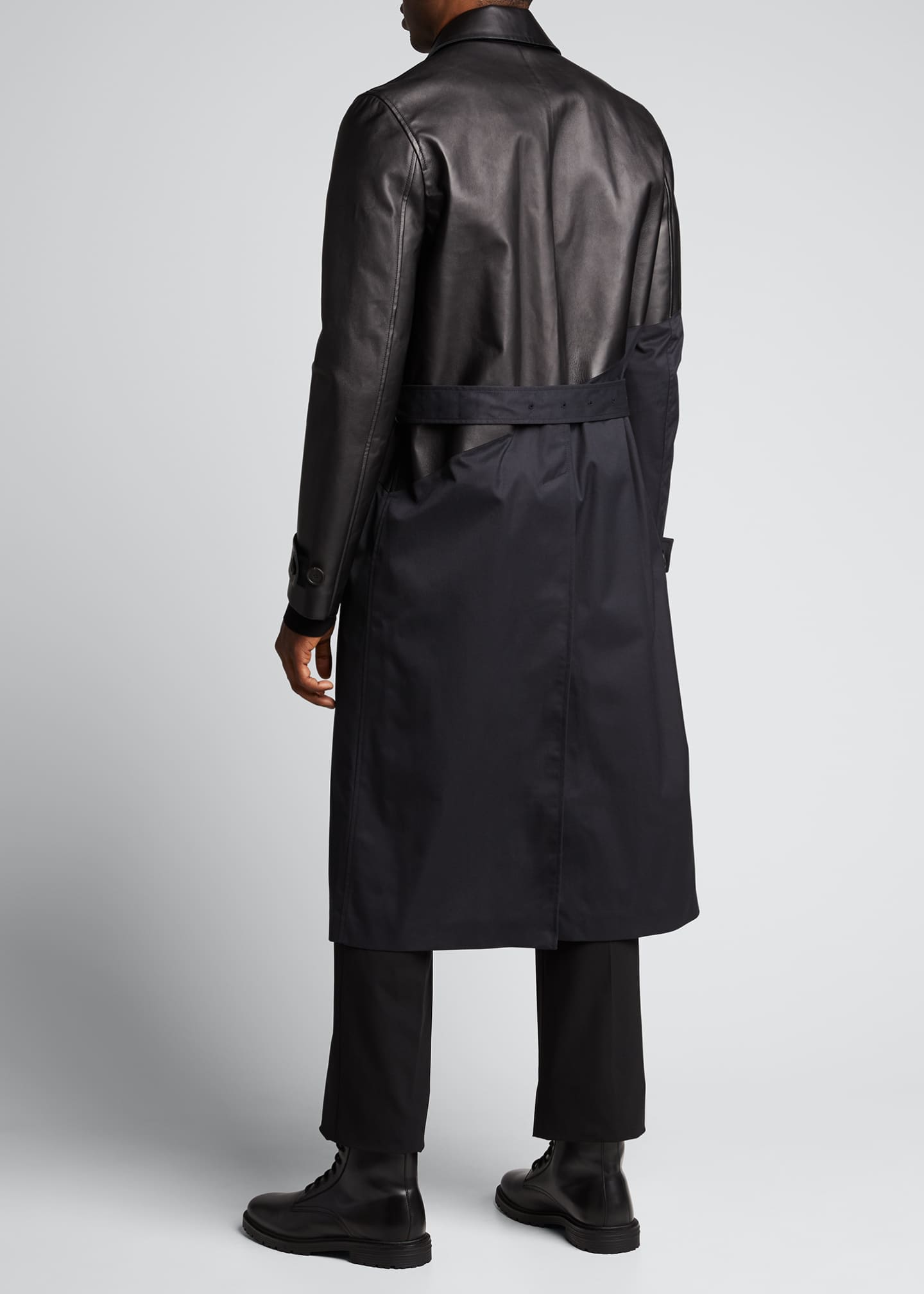 Bottega Veneta Men's Tech Trench Coat w/ Bonded Leather Top - Bergdorf ...
