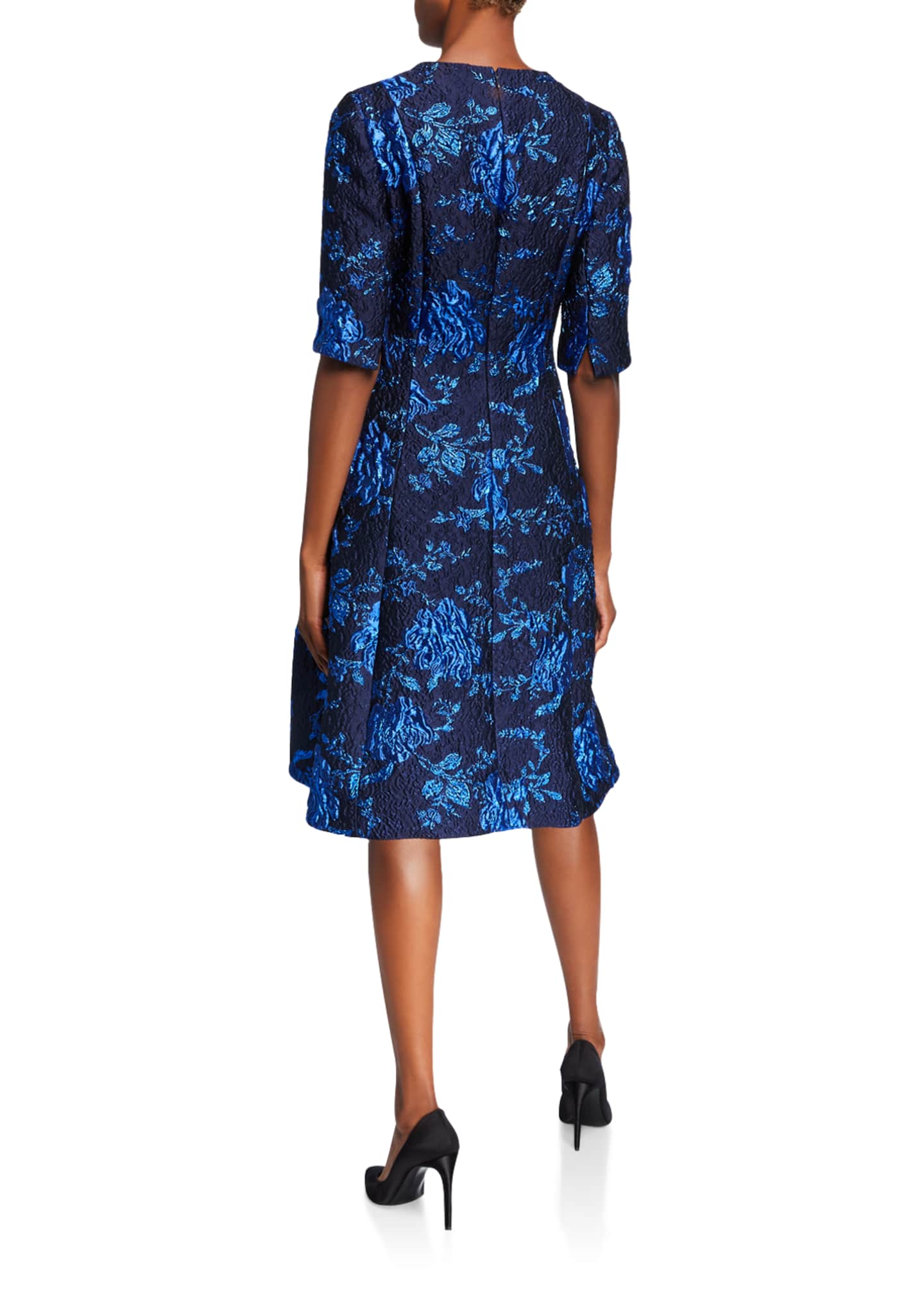 Rickie Freeman for Teri Jon ElbowSleeve Textured Jacquard ALine Dress