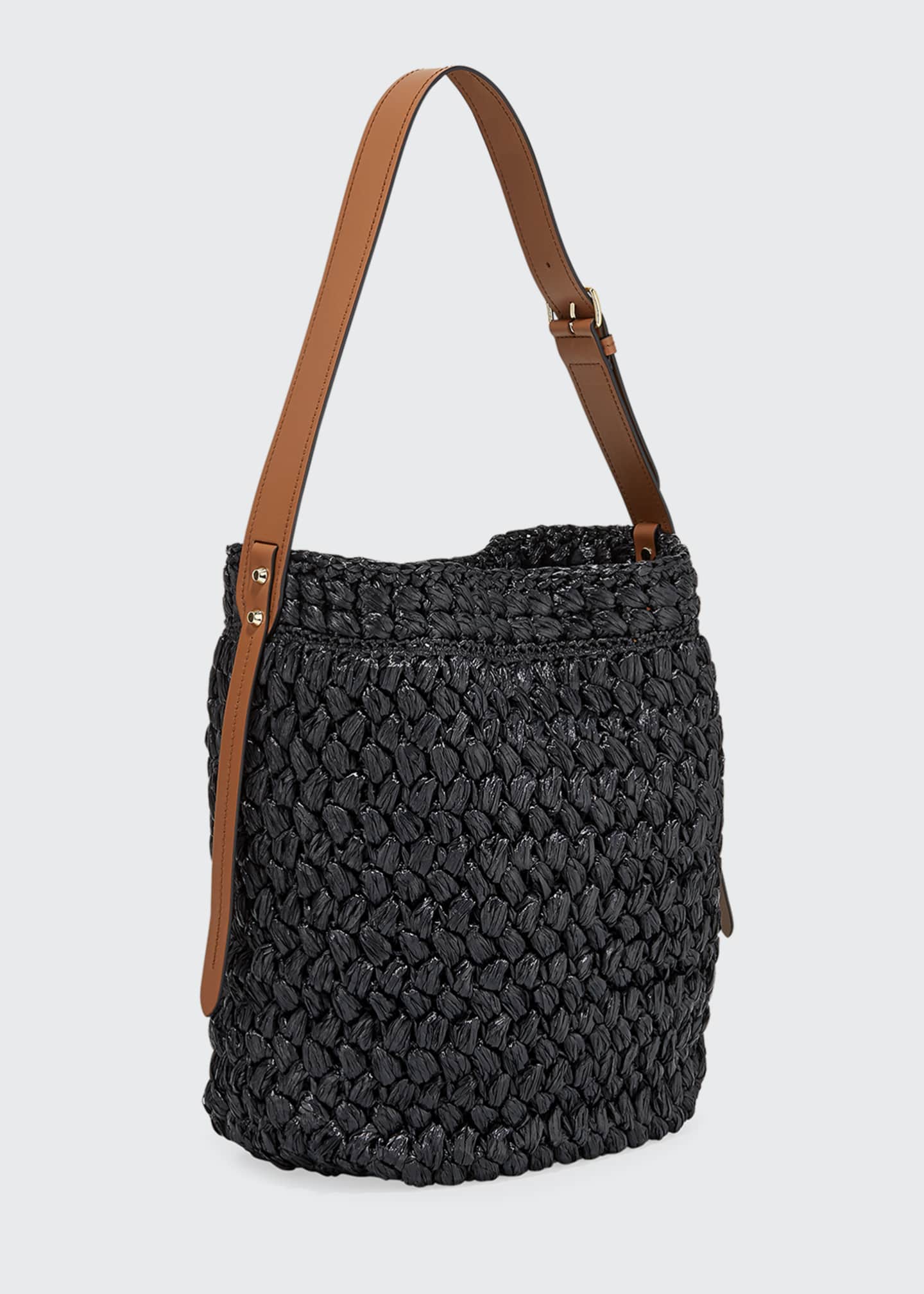 prada raffia bucket bag