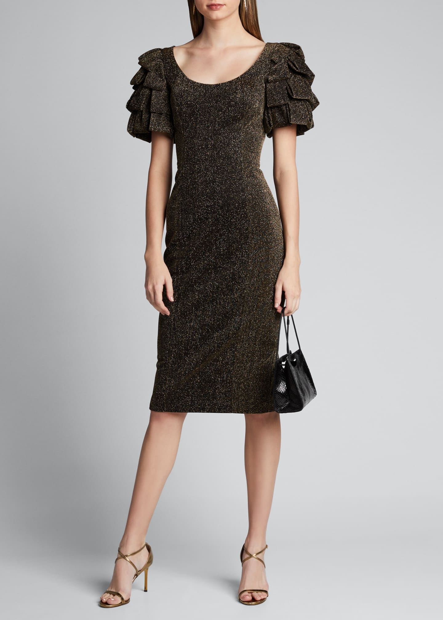 row a metallic sheath dress