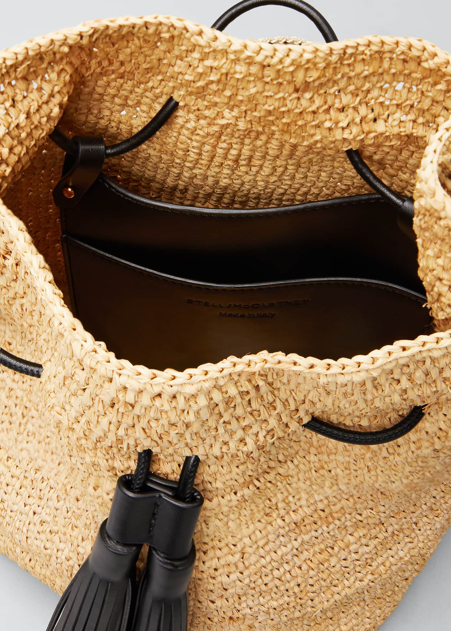 Stella McCartney Mini Crochet Bucket Bag with FauxLeather Tassels