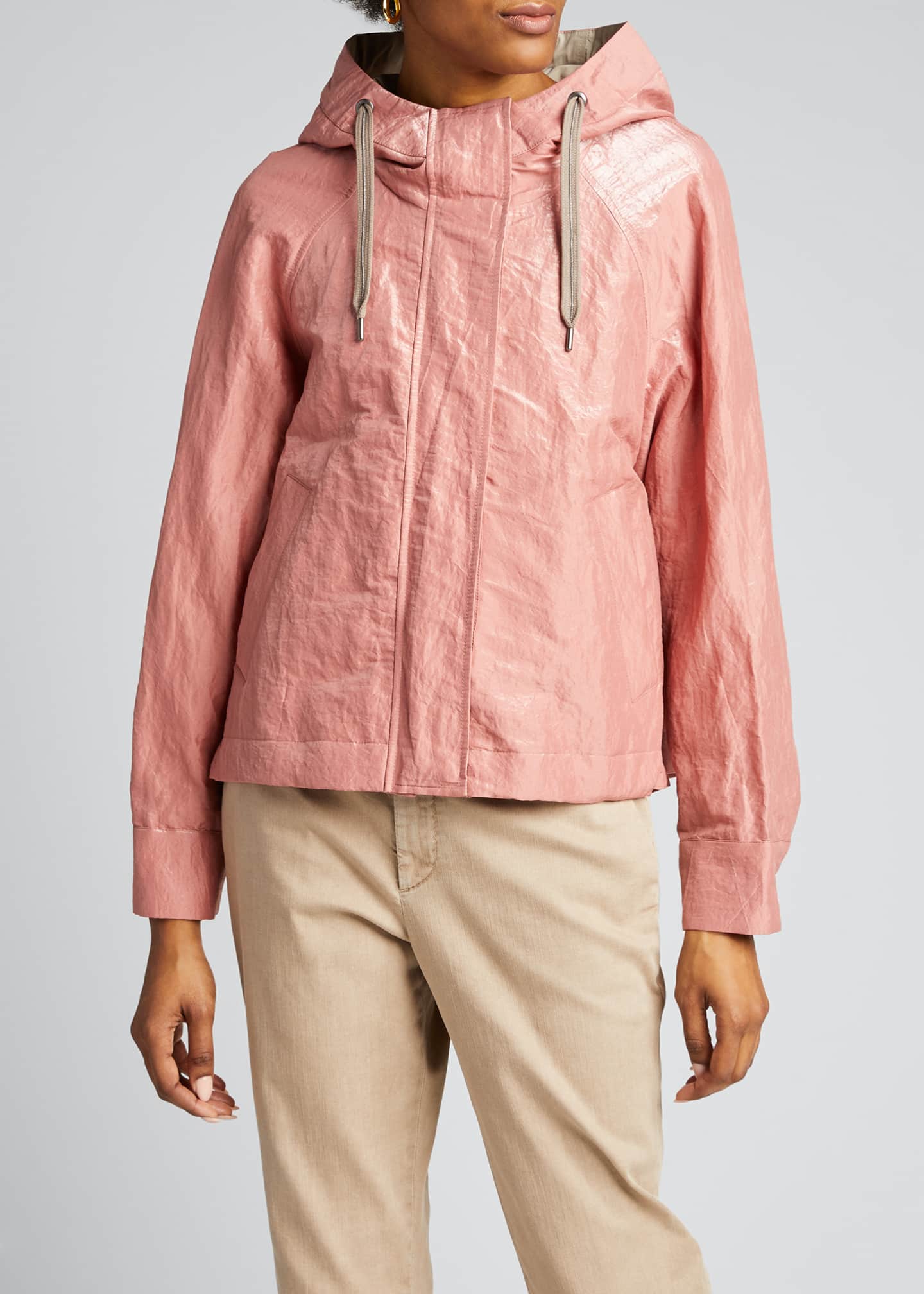 Brunello Cucinelli Shiny Cotton Zip-Front Jacket - Bergdorf Goodman