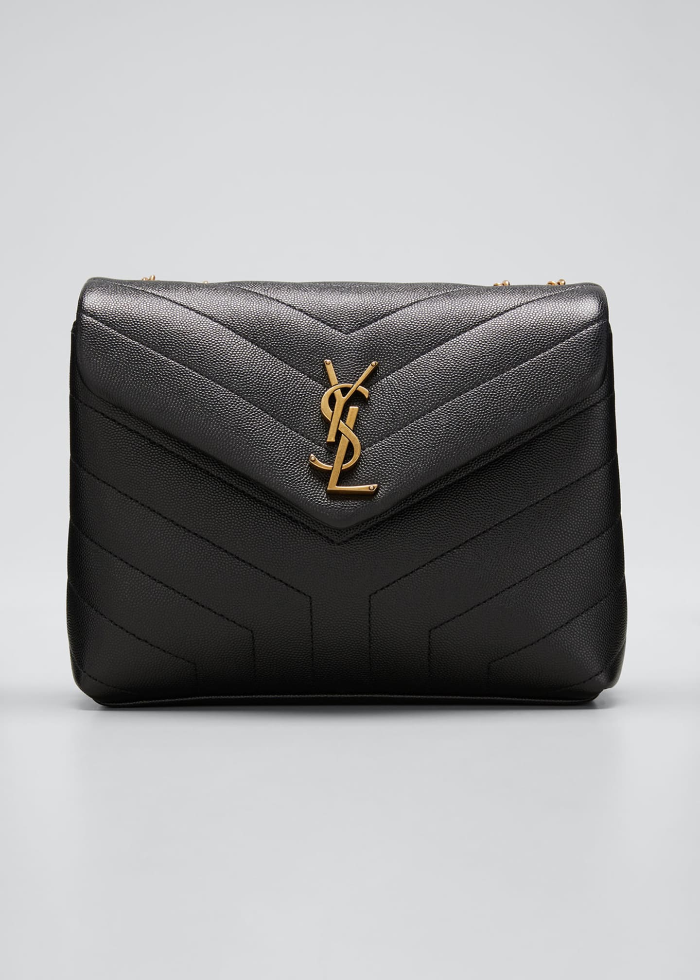 Saint Laurent Loulou Small Pebbled Leather VFlap Shoulder Bag