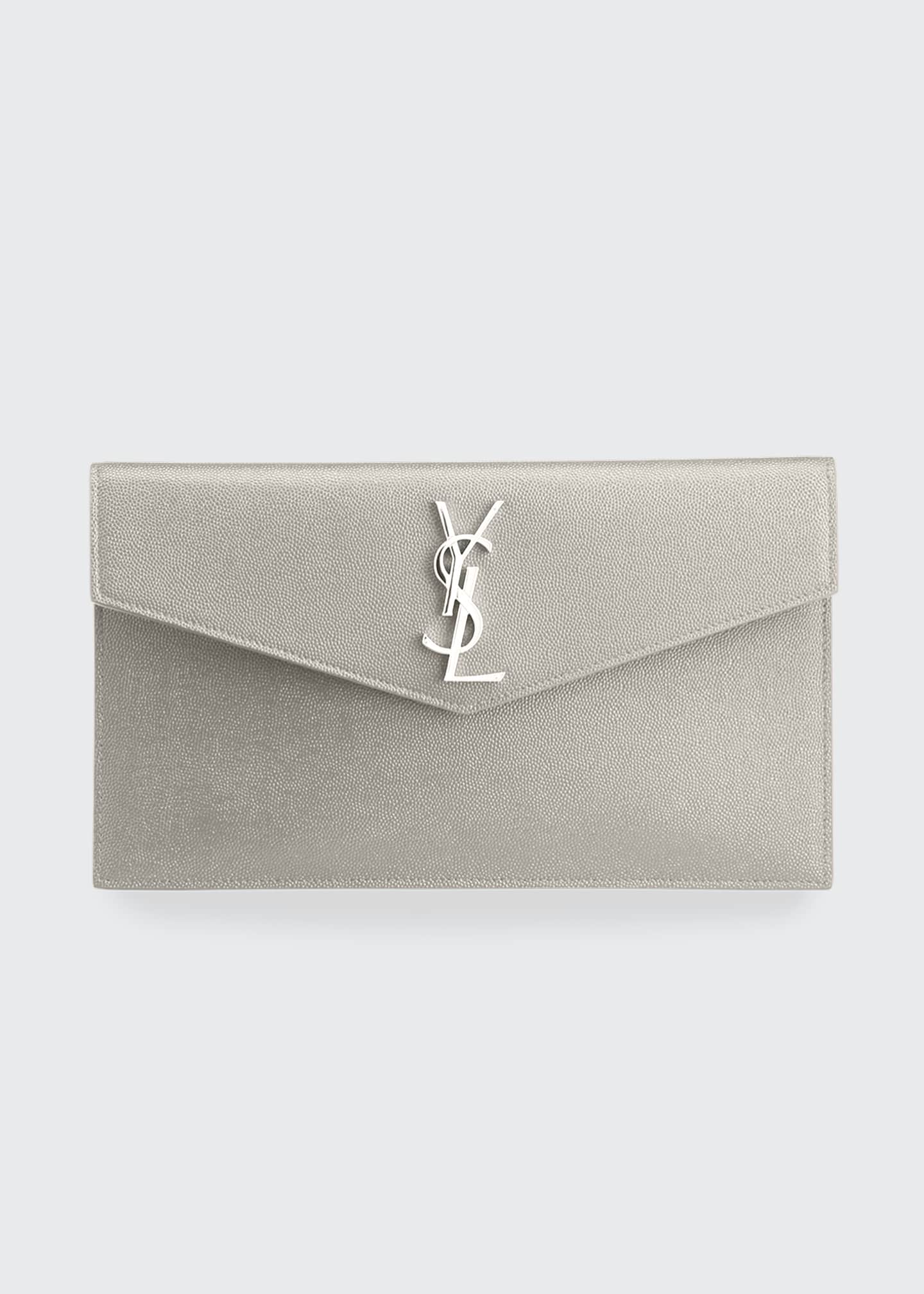 Uptown medium ysl monogram grain de poudre clutch bag clearance