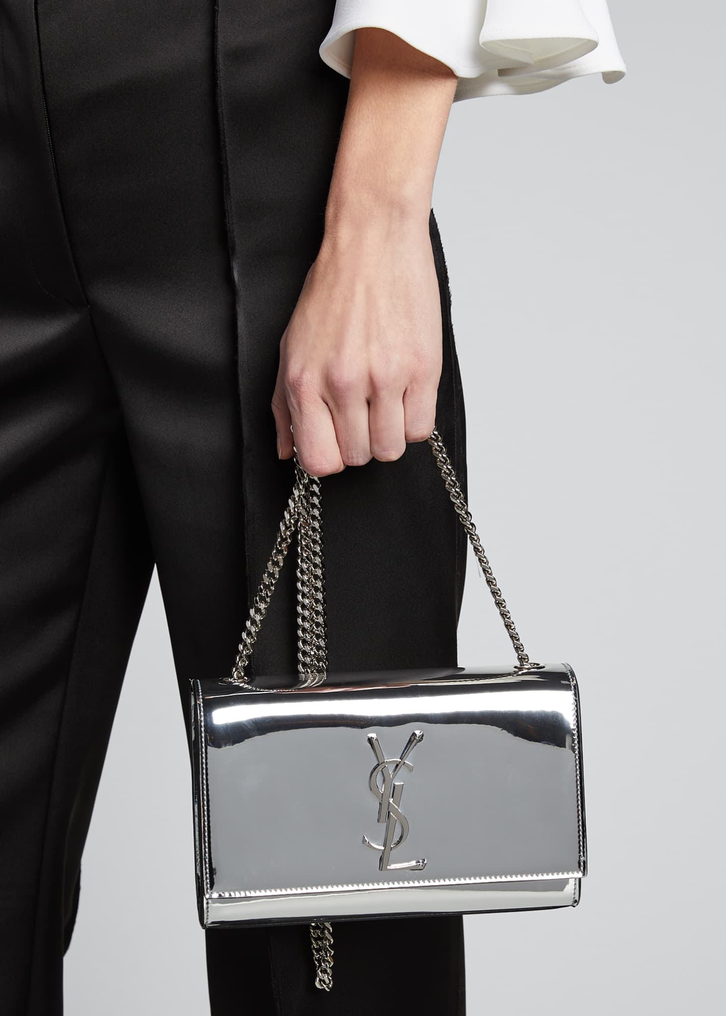 Saint Laurent New Kate Small YSL Monogram Metallic Crossbody Bag