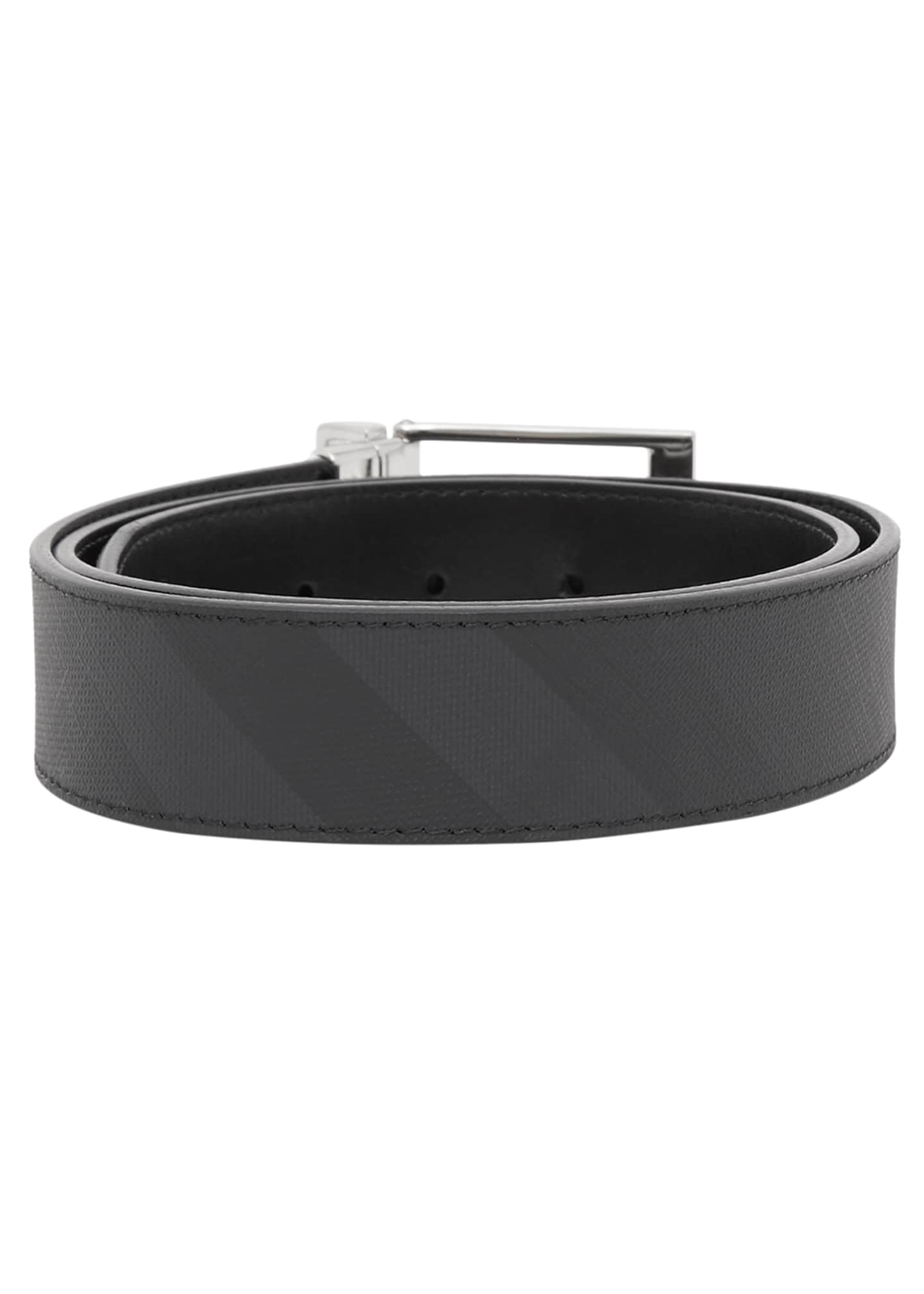reversible london check and leather belt