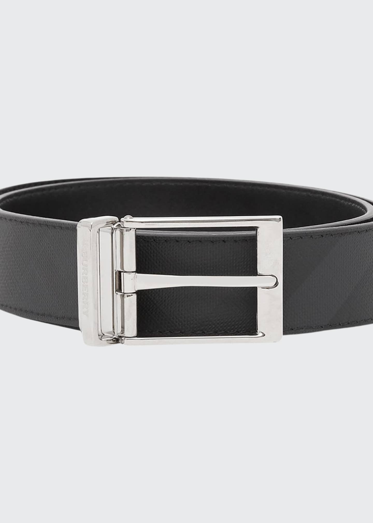reversible london check and leather belt