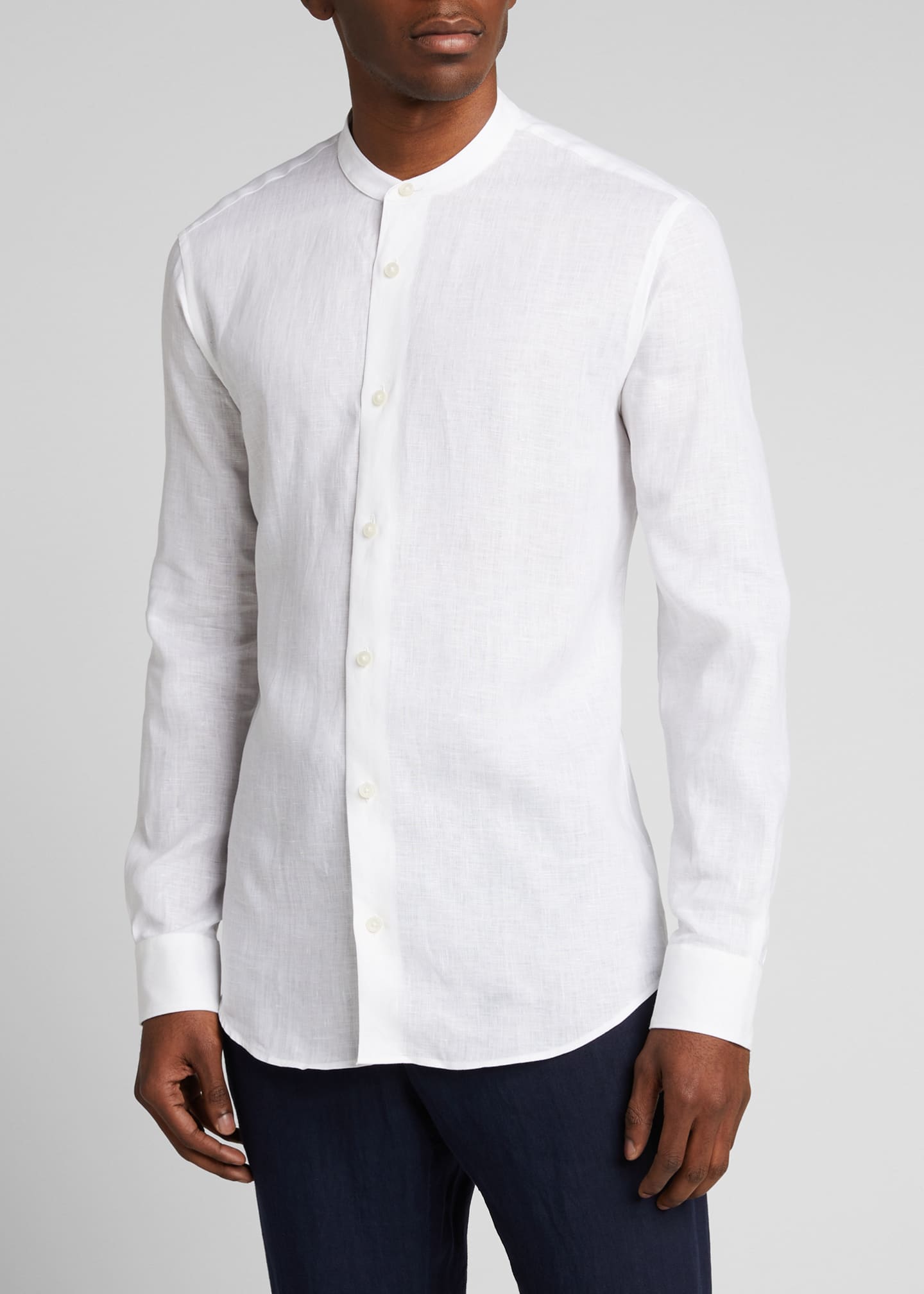 Z Zegna Men's Banded-Collar Linen Sport Shirt - Bergdorf Goodman