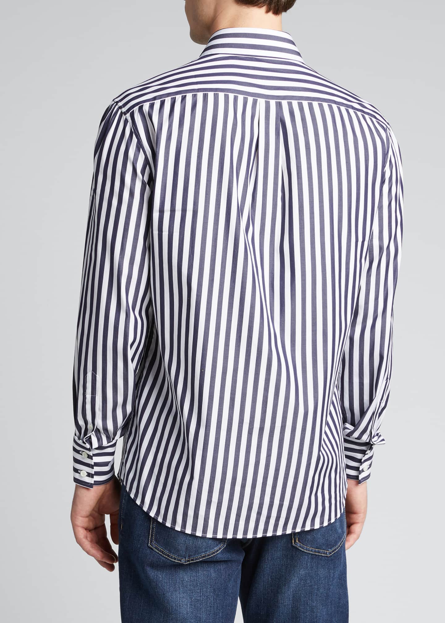 Brunello Cucinelli Men's Wide Bengal Stripe Sport Shirt - Bergdorf Goodman
