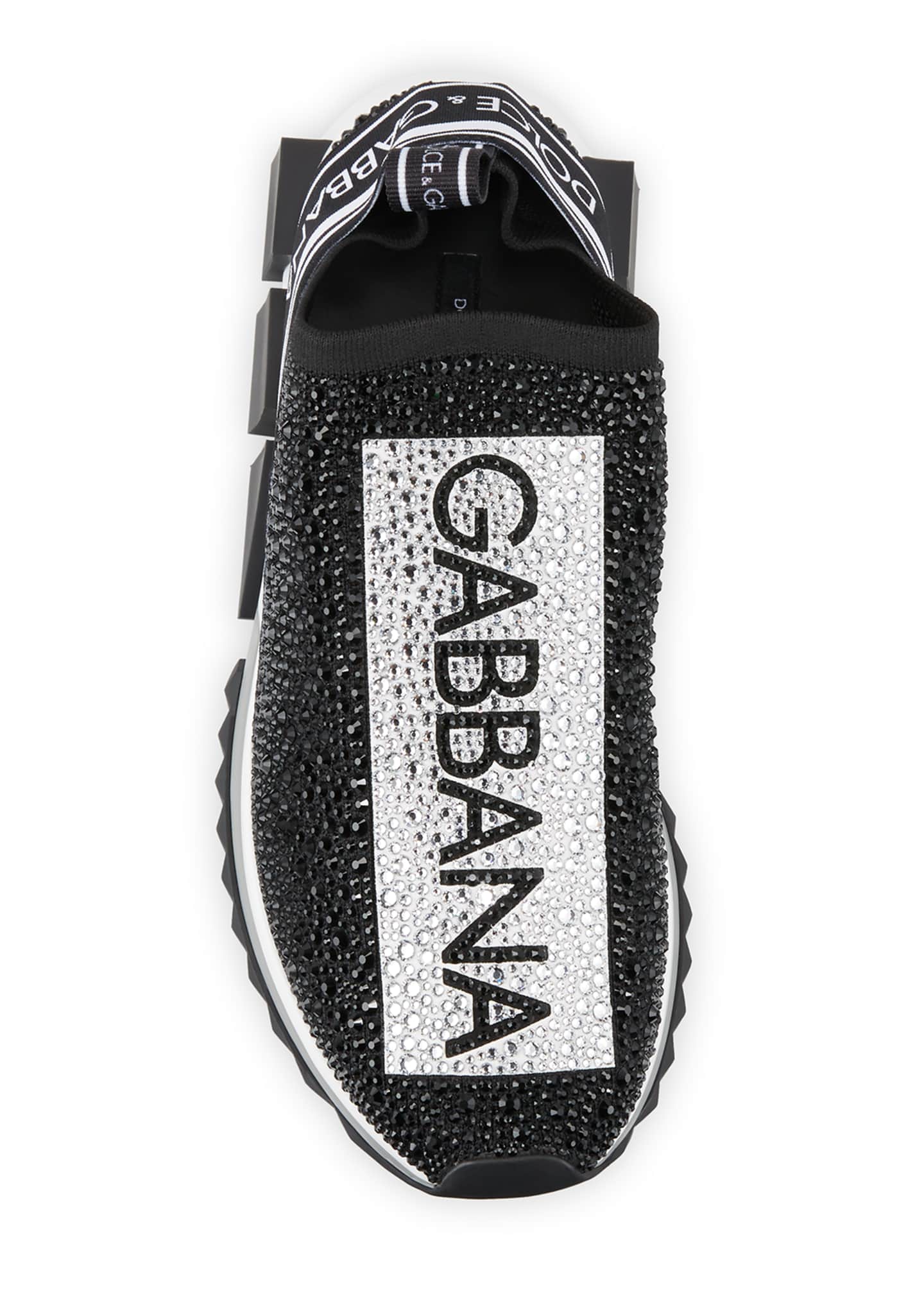 Dolce Gabbana Men S Sorrento Crystal Embellished Logo Knit Sneakers Bergdorf Goodman