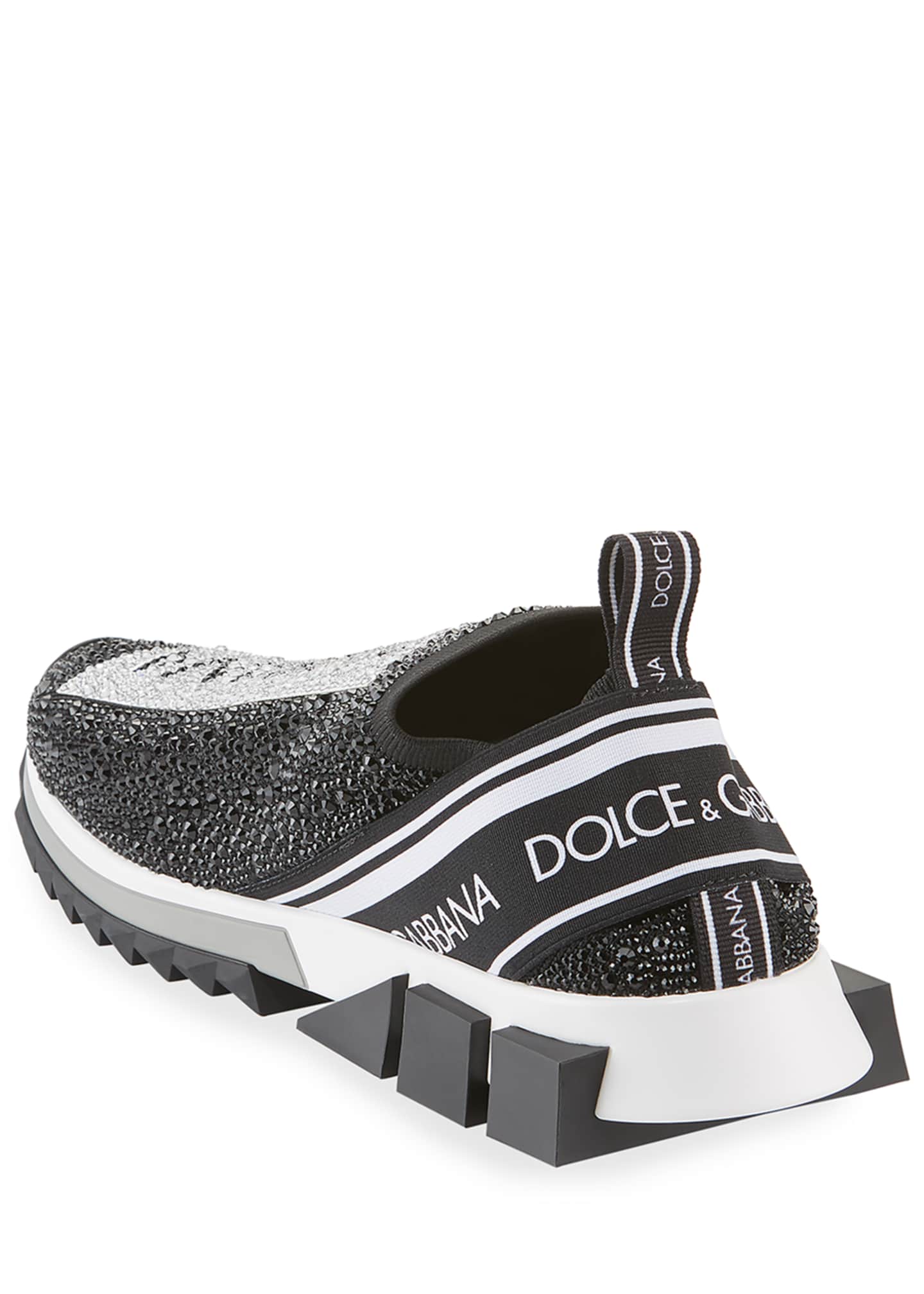 Dolce Gabbana Men S Sorrento Crystal Embellished Logo Knit Sneakers Bergdorf Goodman