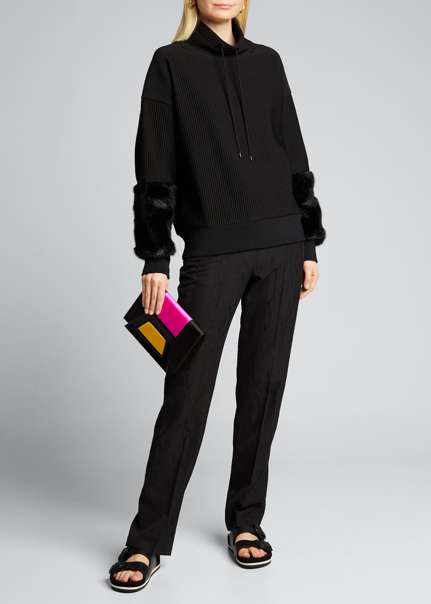 PELLEGRINO Paola Colorblock Leather & Satin Clutch Bag - Bergdorf Goodman