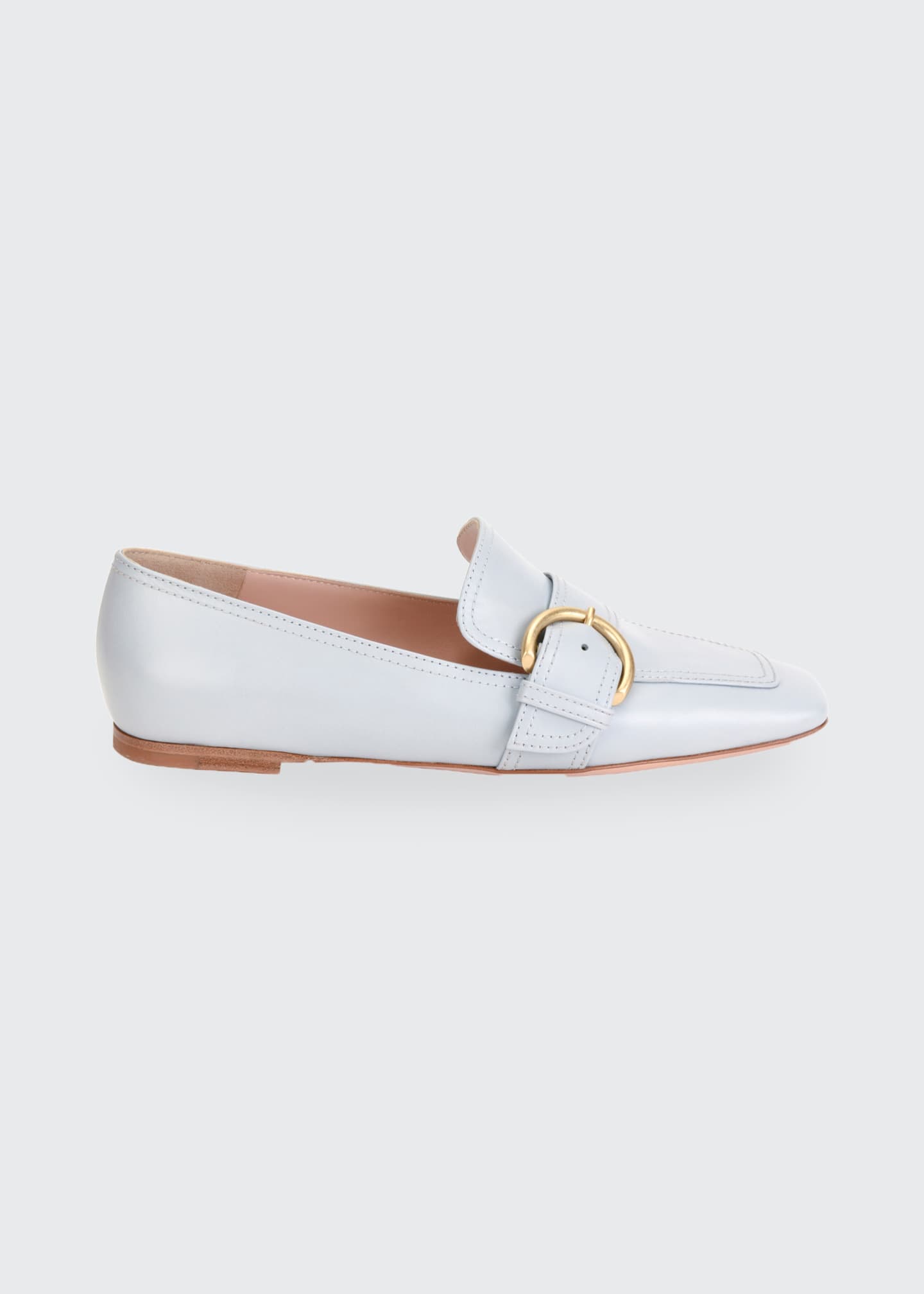 Gianvito Rossi 5mm Flat Square-Toe Leather Loafers