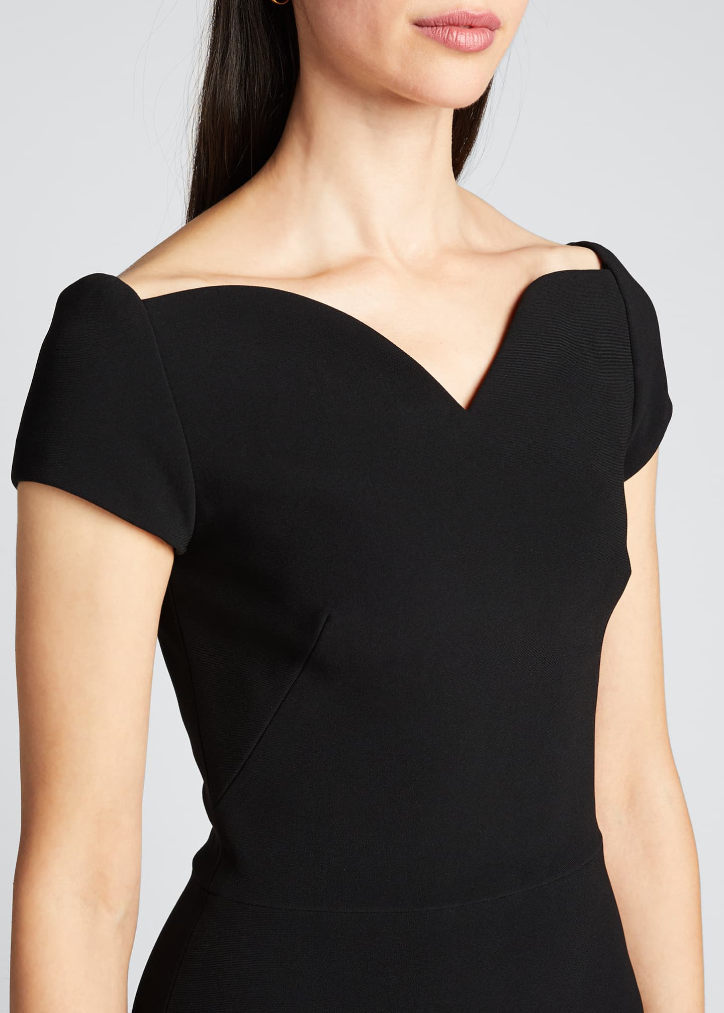 Theia Barely Off-the-Shoulder Portrait-Neck Stretch Crepe Dress ...