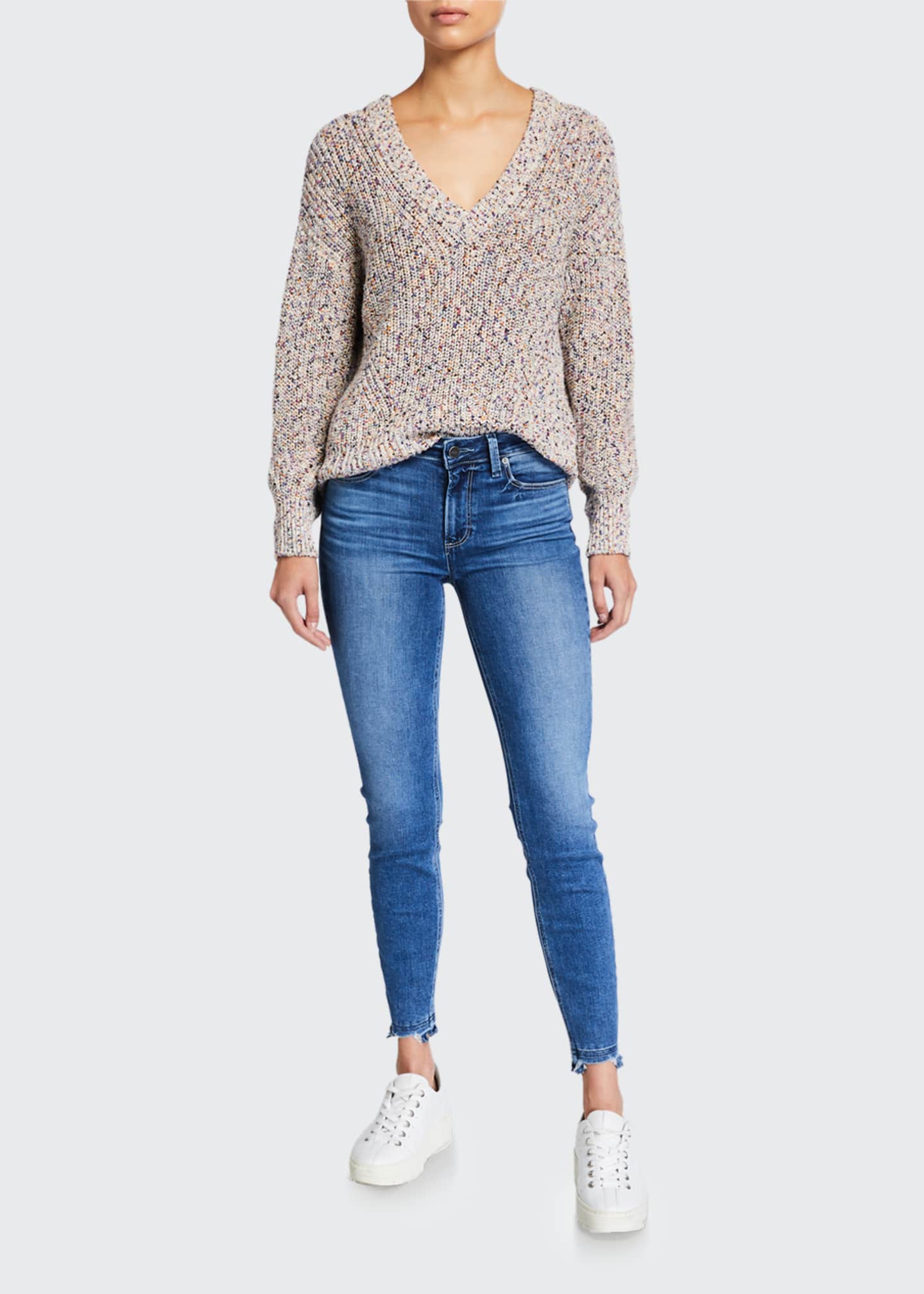ripped hem skinny jeans