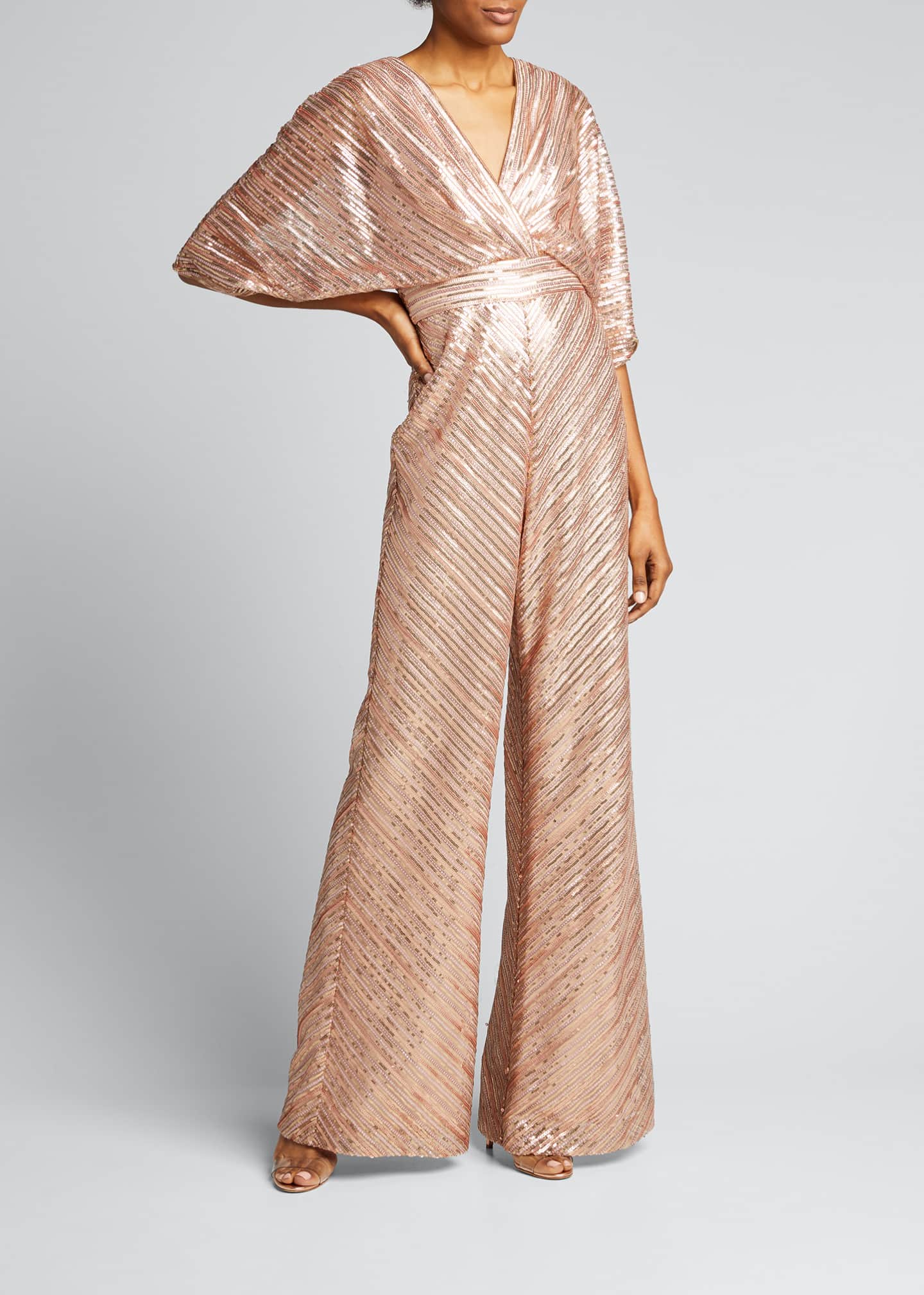 Theia Sequin Embroidered Tulle Kimono Jumpsuit Bergdorf Goodman