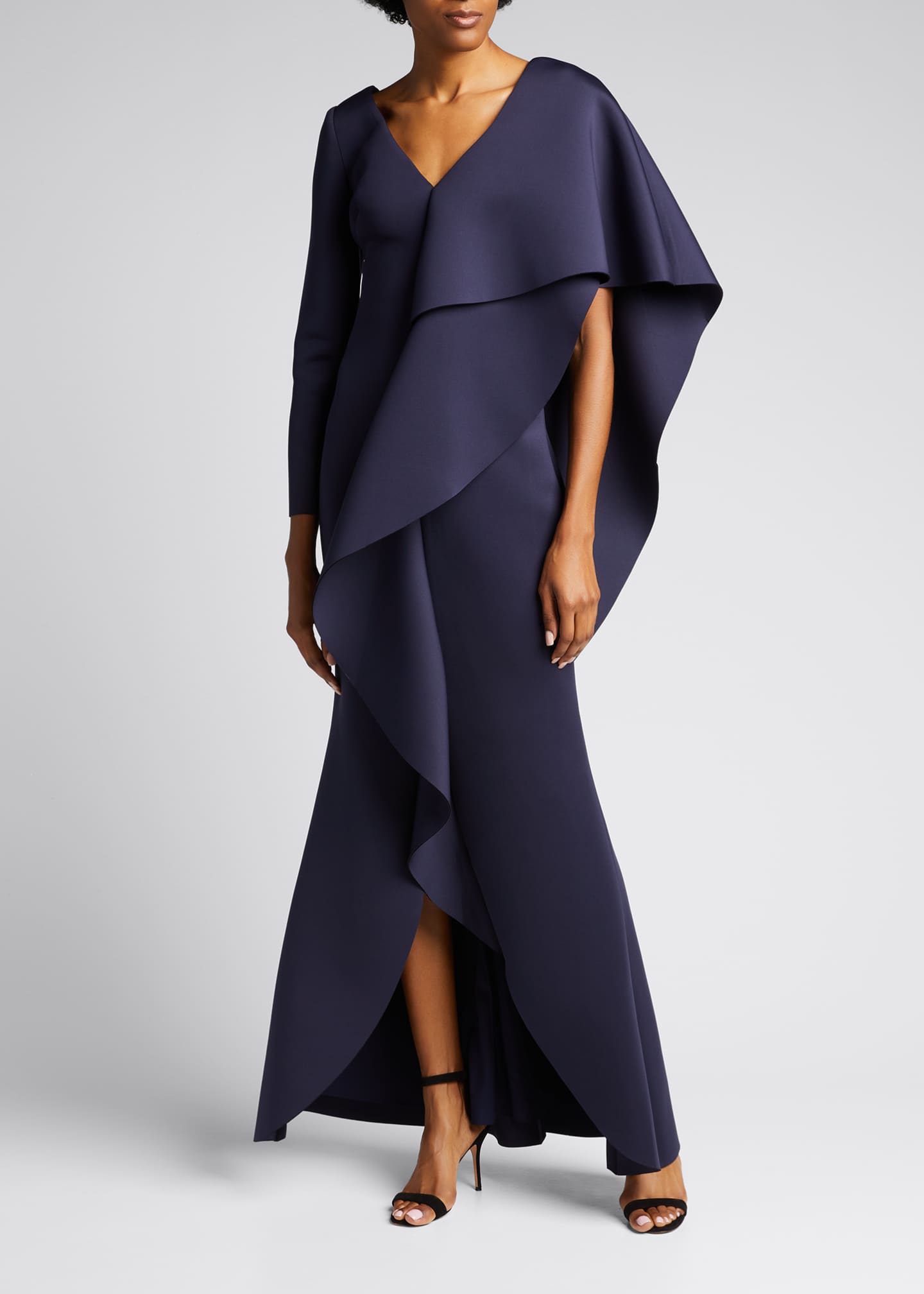 badgley mischka sequin ruffle gown