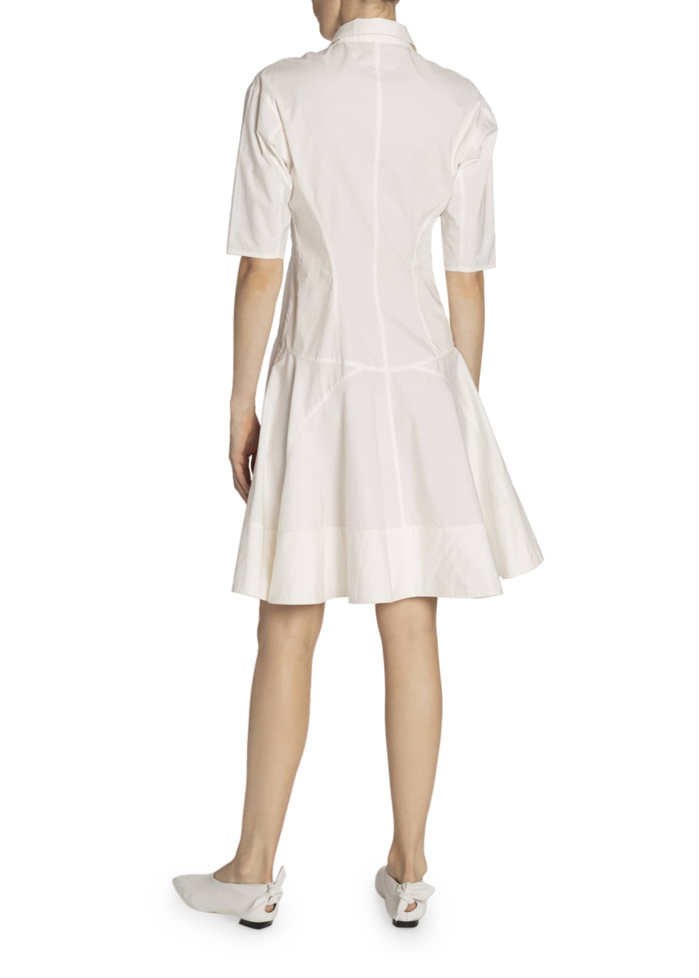 white linen button up dress