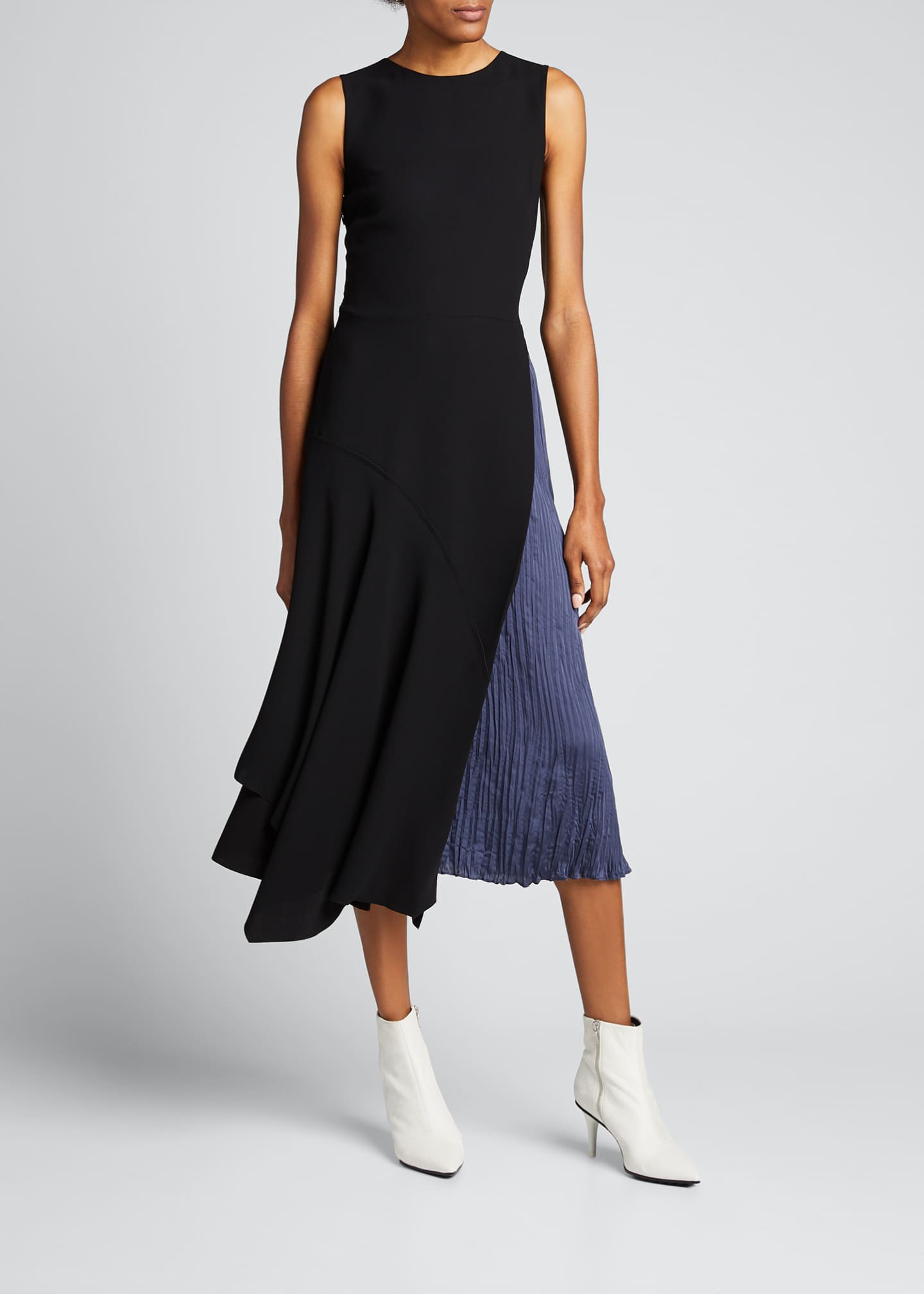Vince Mixed Panel Sleeveless Midi Dress Bergdorf Goodman