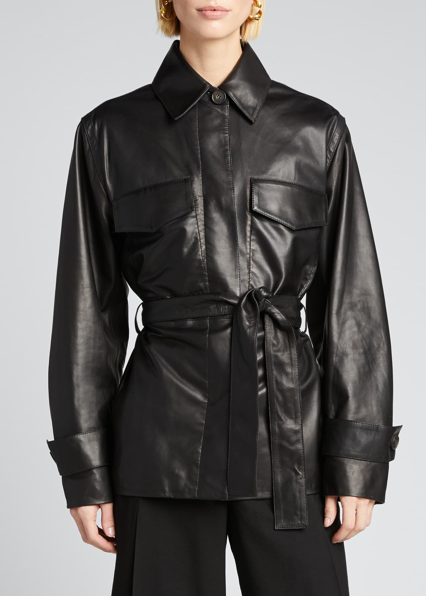 Vince Belted Leather Safari Jacket - Bergdorf Goodman