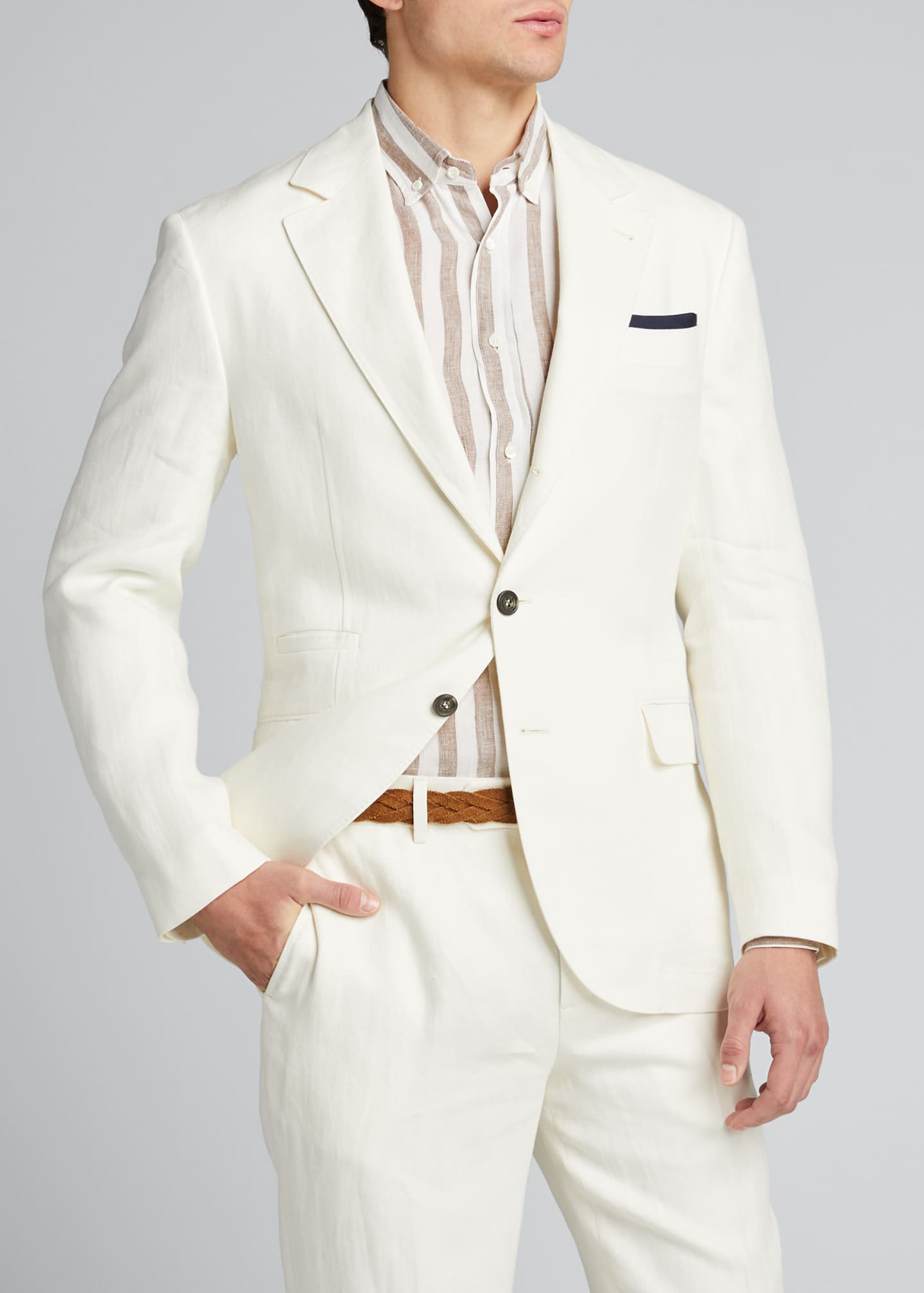 Brunello Cucinelli Men's Two-Piece Chevron Linen Suit - Bergdorf Goodman