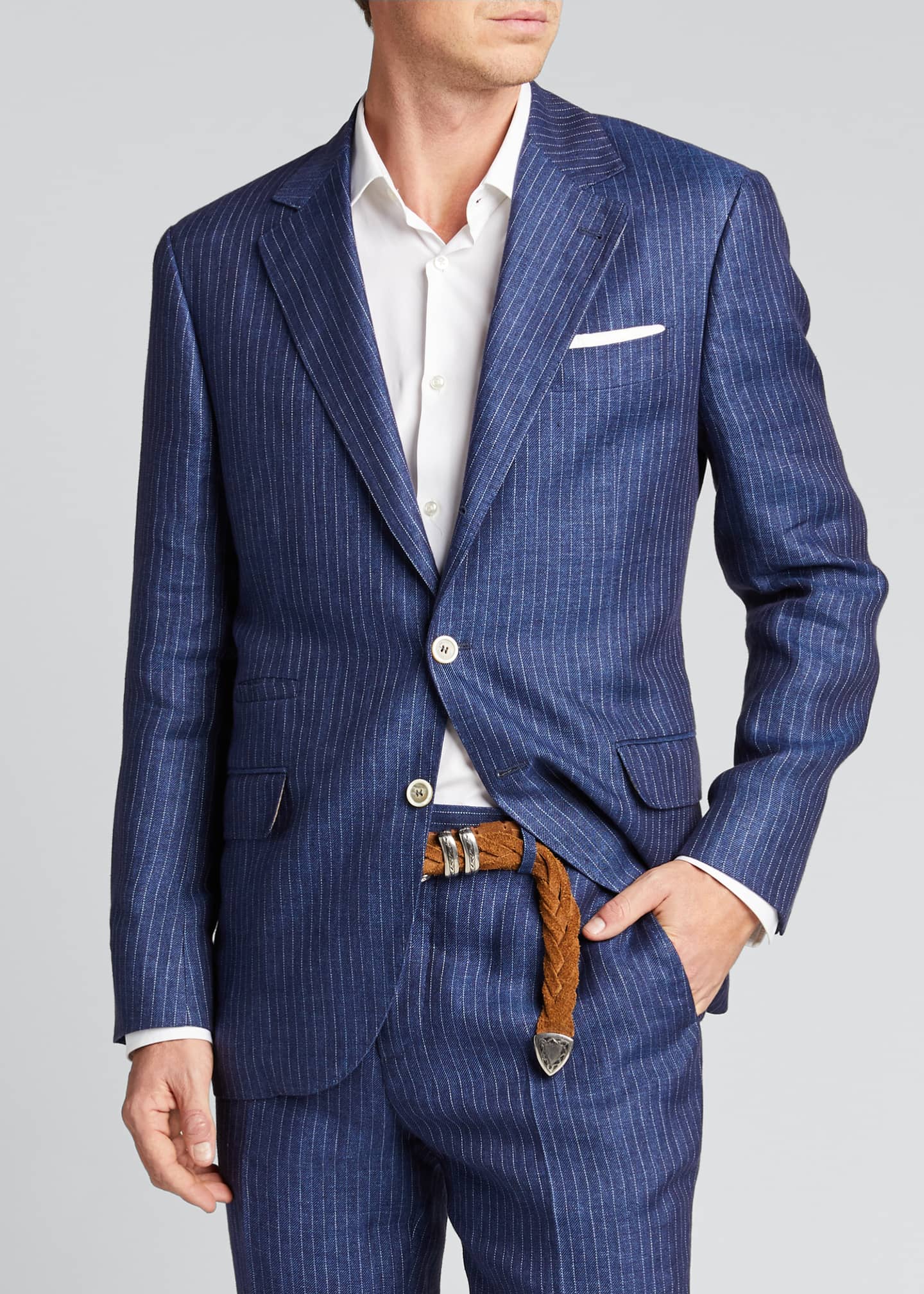 Brunello Cucinelli Men's TwoPiece Pinstriped Linen Suit Bergdorf Goodman