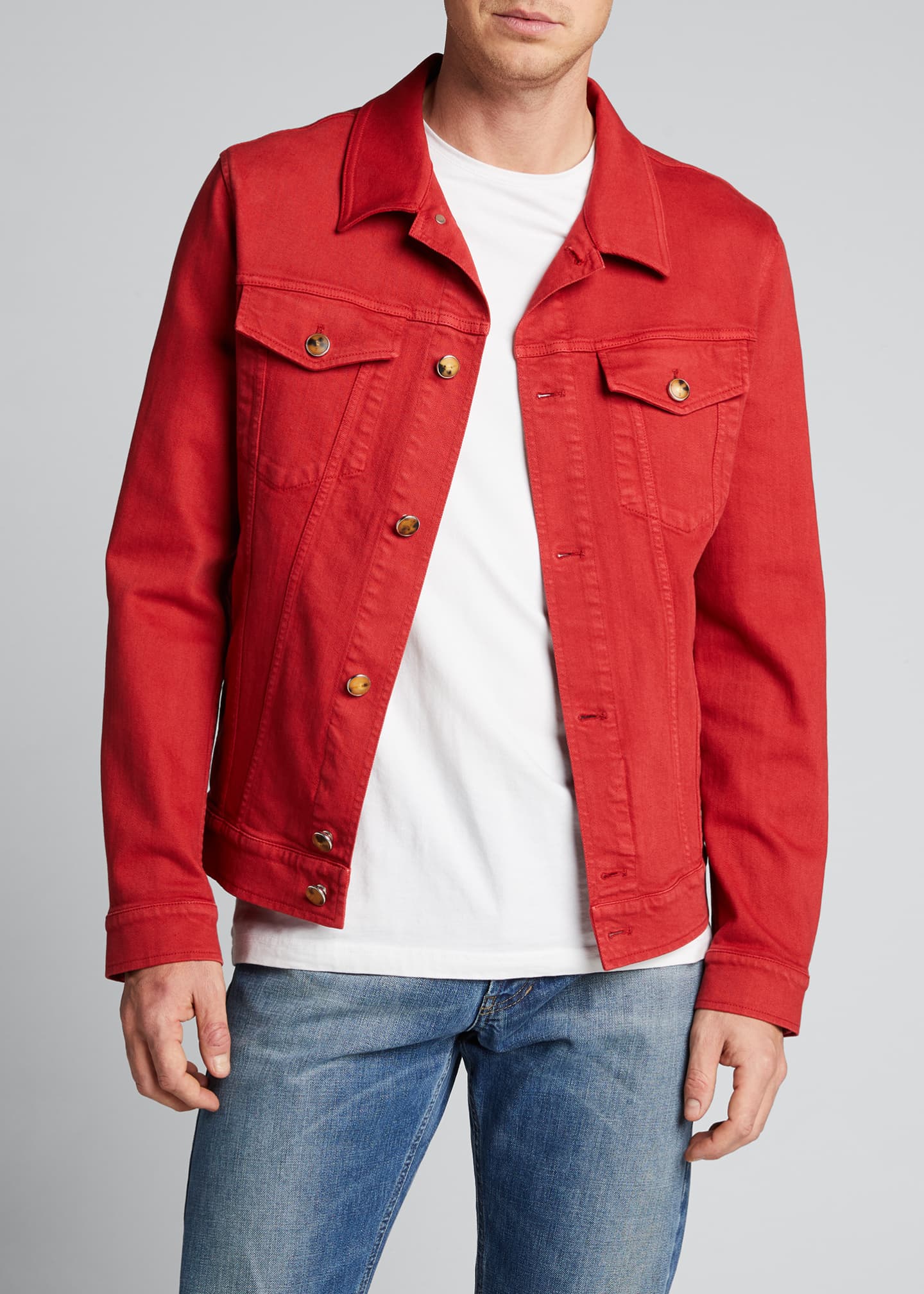 Kiton Men's Denim Trucker Jacket Bergdorf Goodman