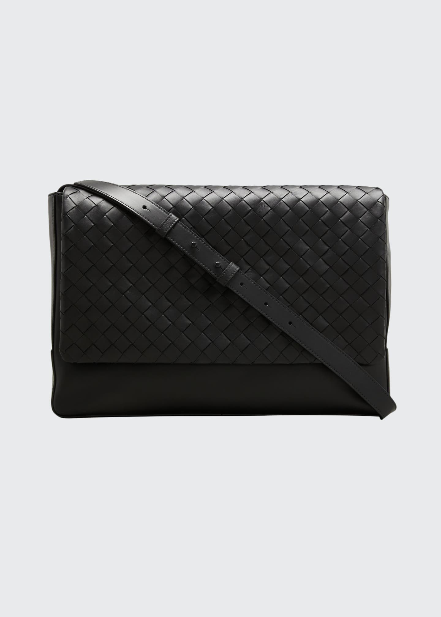 Bottega Men's Borsa Medium Woven Leather Crossbody Bag