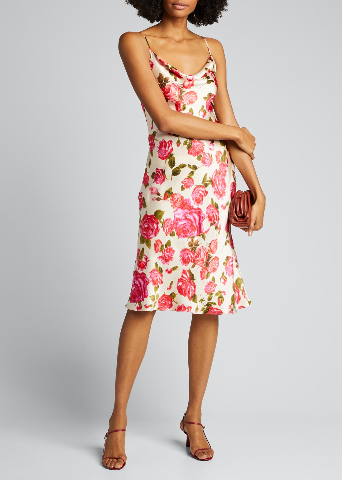 cowl neck slip dress midi