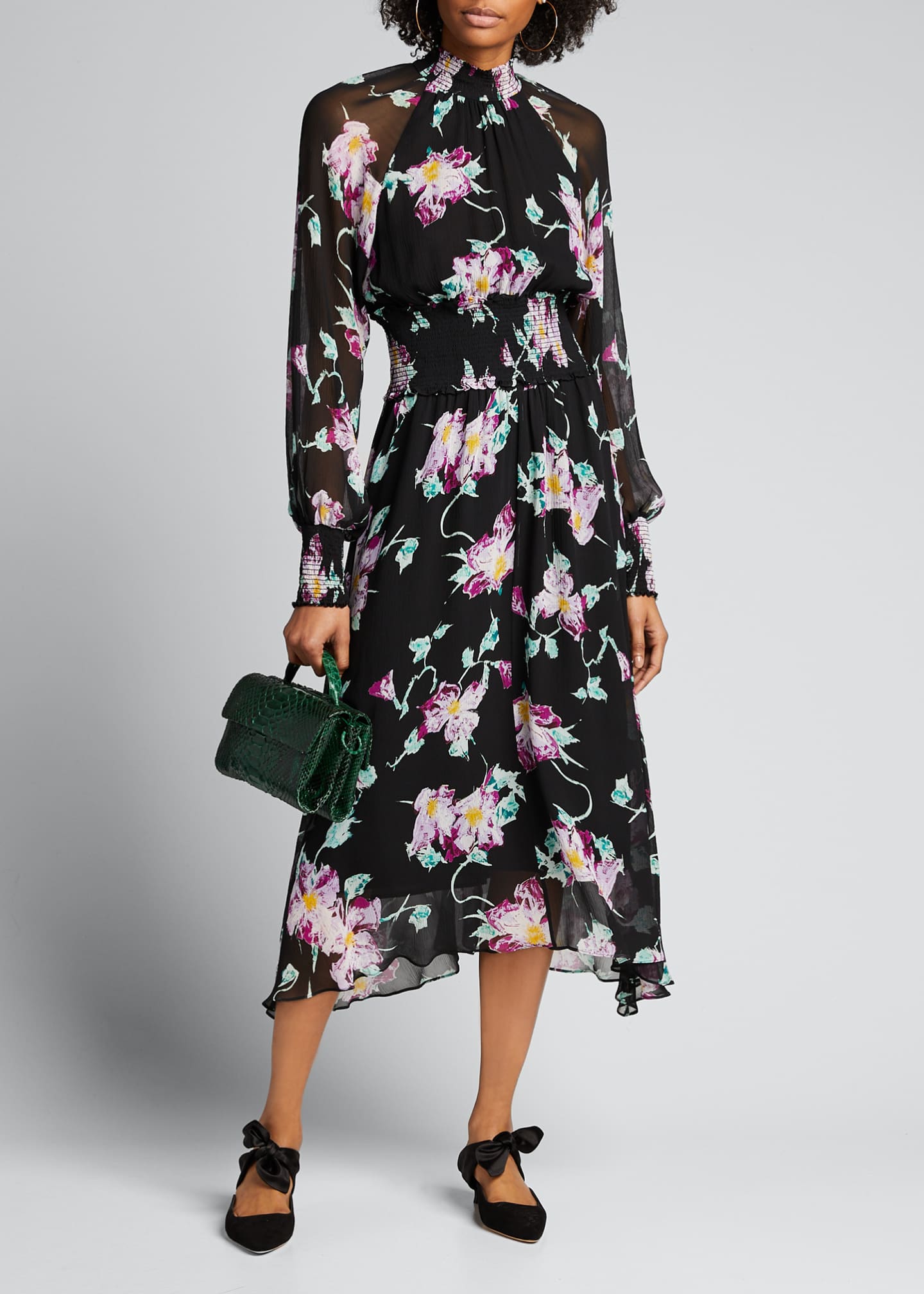 high neck midi dress