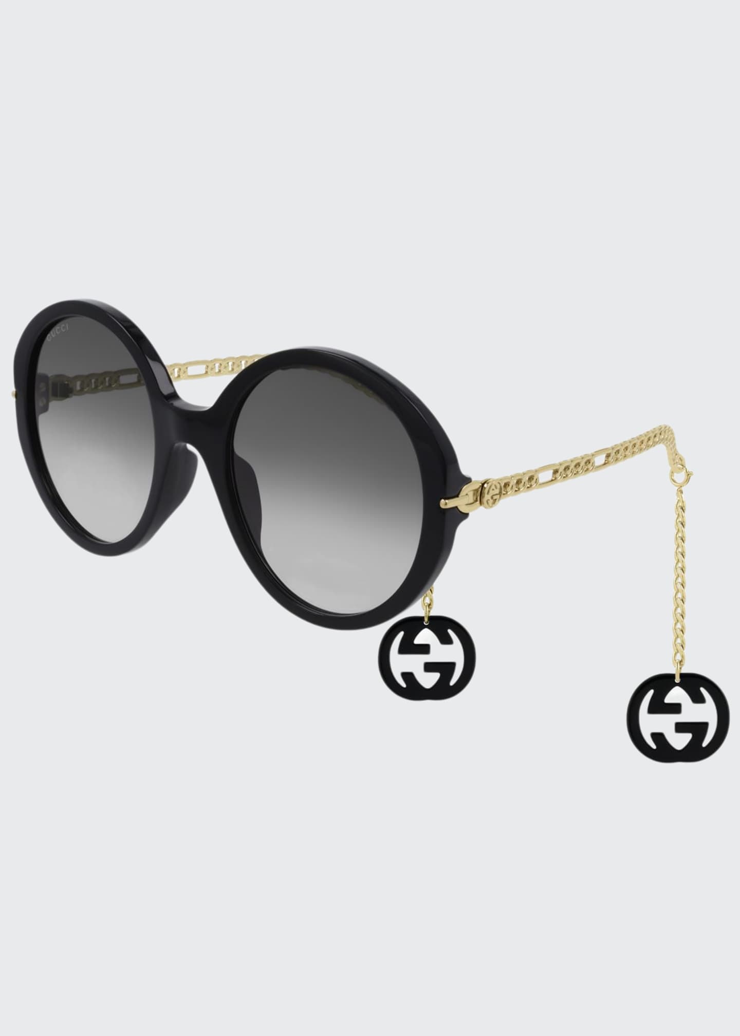 Gucci Round Acetate Sunglasses w/ Chain Arms Bergdorf Goodman