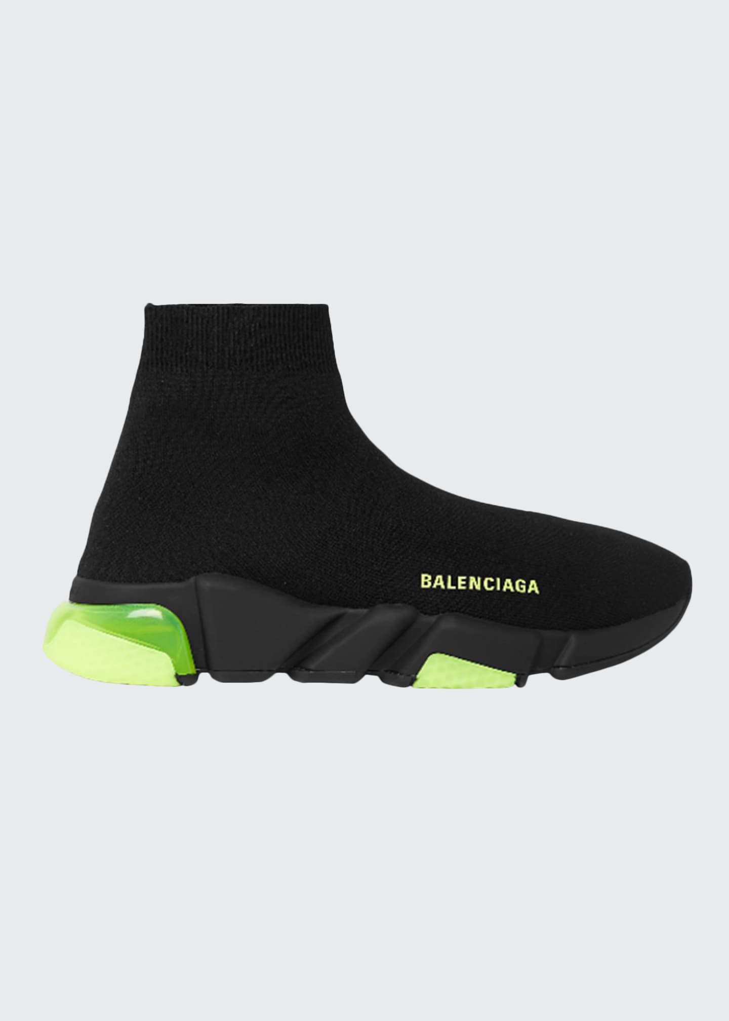 Balenciaga Men�s Speed ClearSole Sock Sneaker w/ Neon