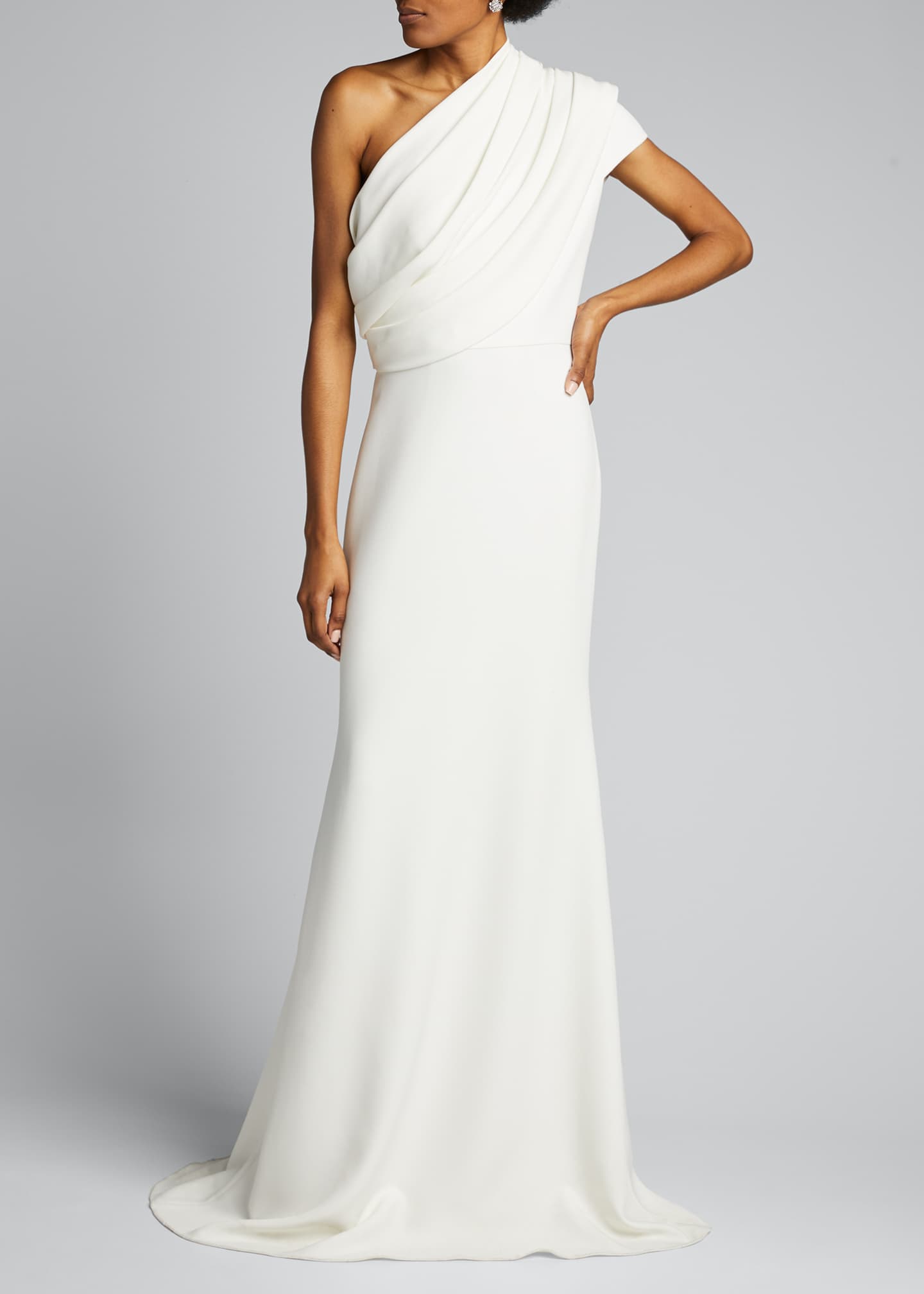 badgley mischka asymmetrical wrap gown