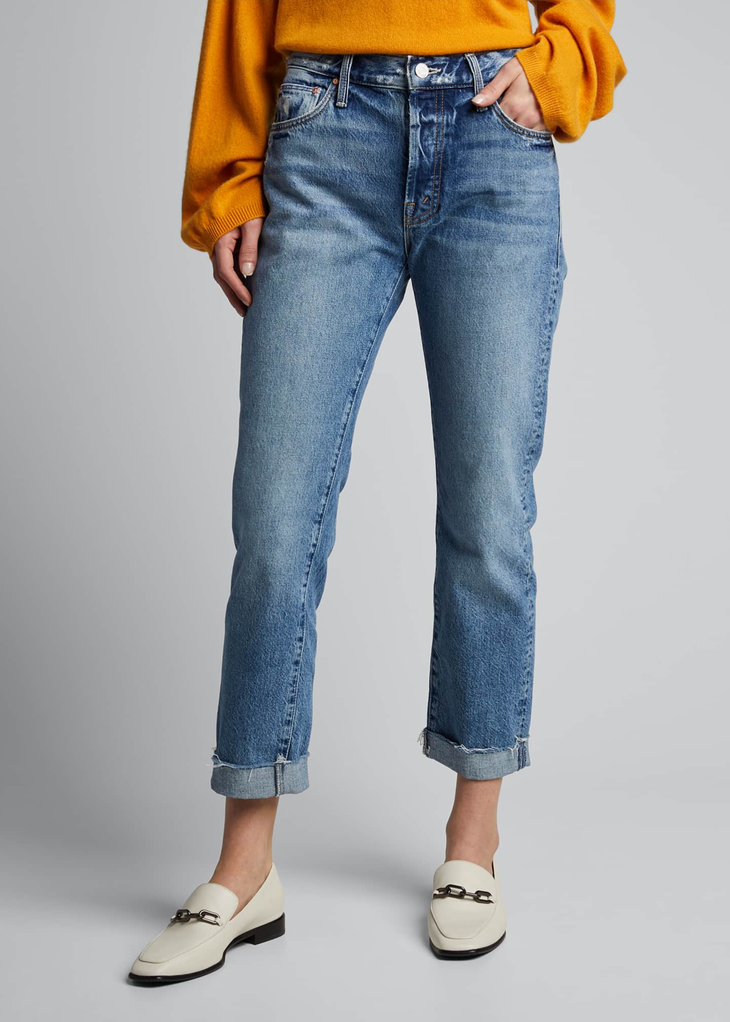 MOTHER The Scrapper Cuff Ankle Fray Jeans Bergdorf Goodman