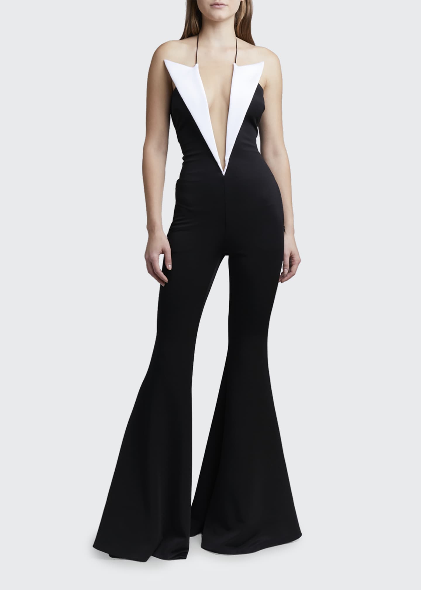 halter neck flared jumpsuit
