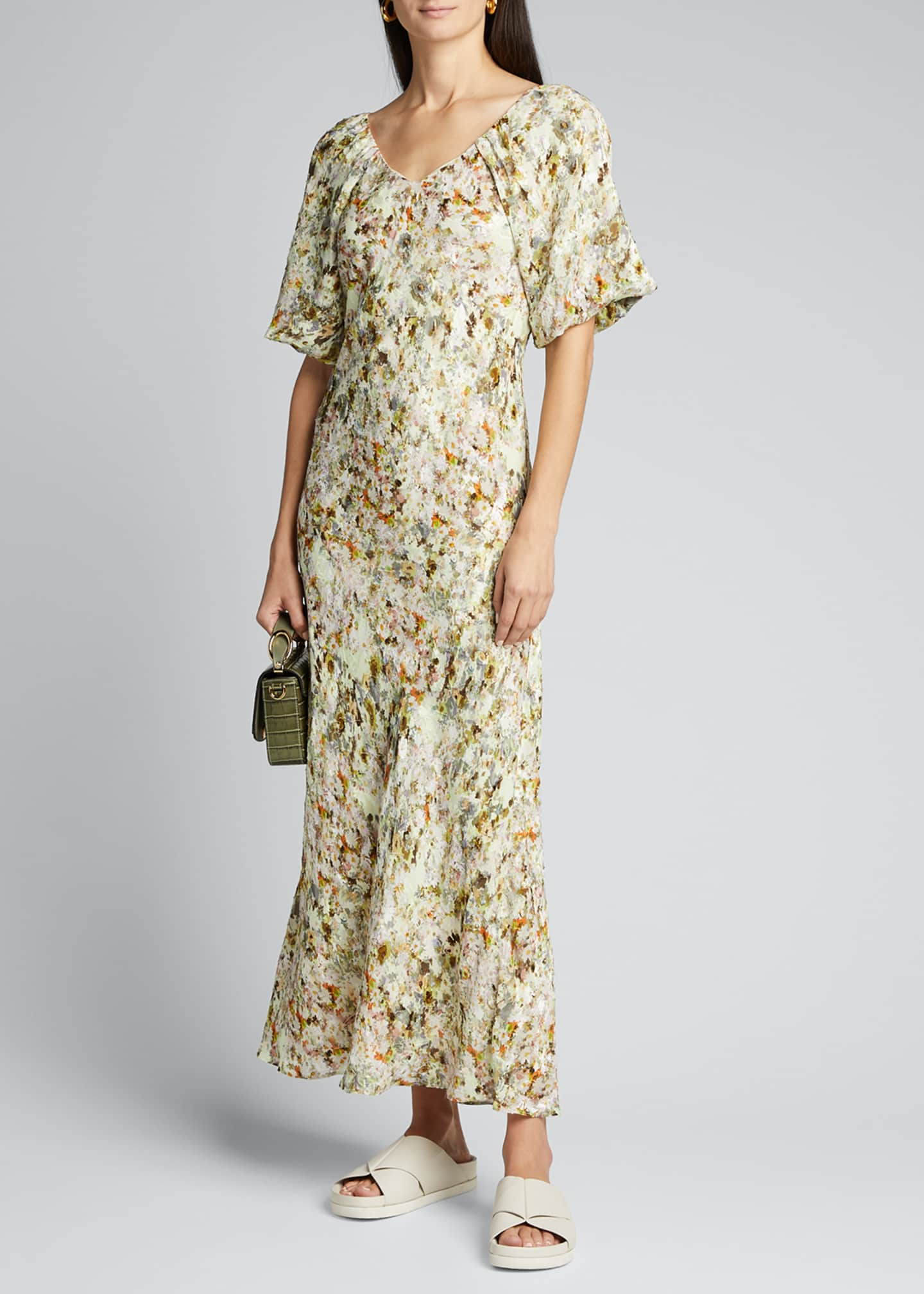 floral sleeve maxi dress