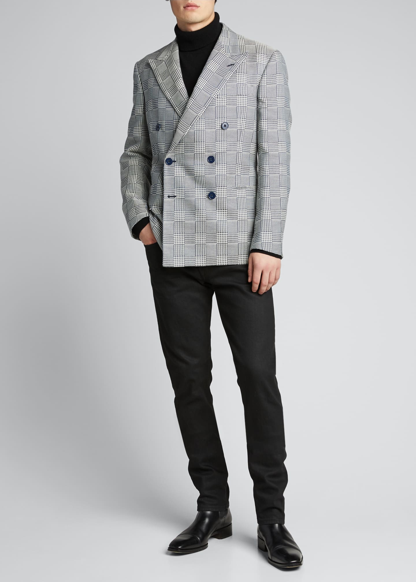 Ralph Lauren Purple Label Men's Glen Plaid DoubleBreasted Silk Sport