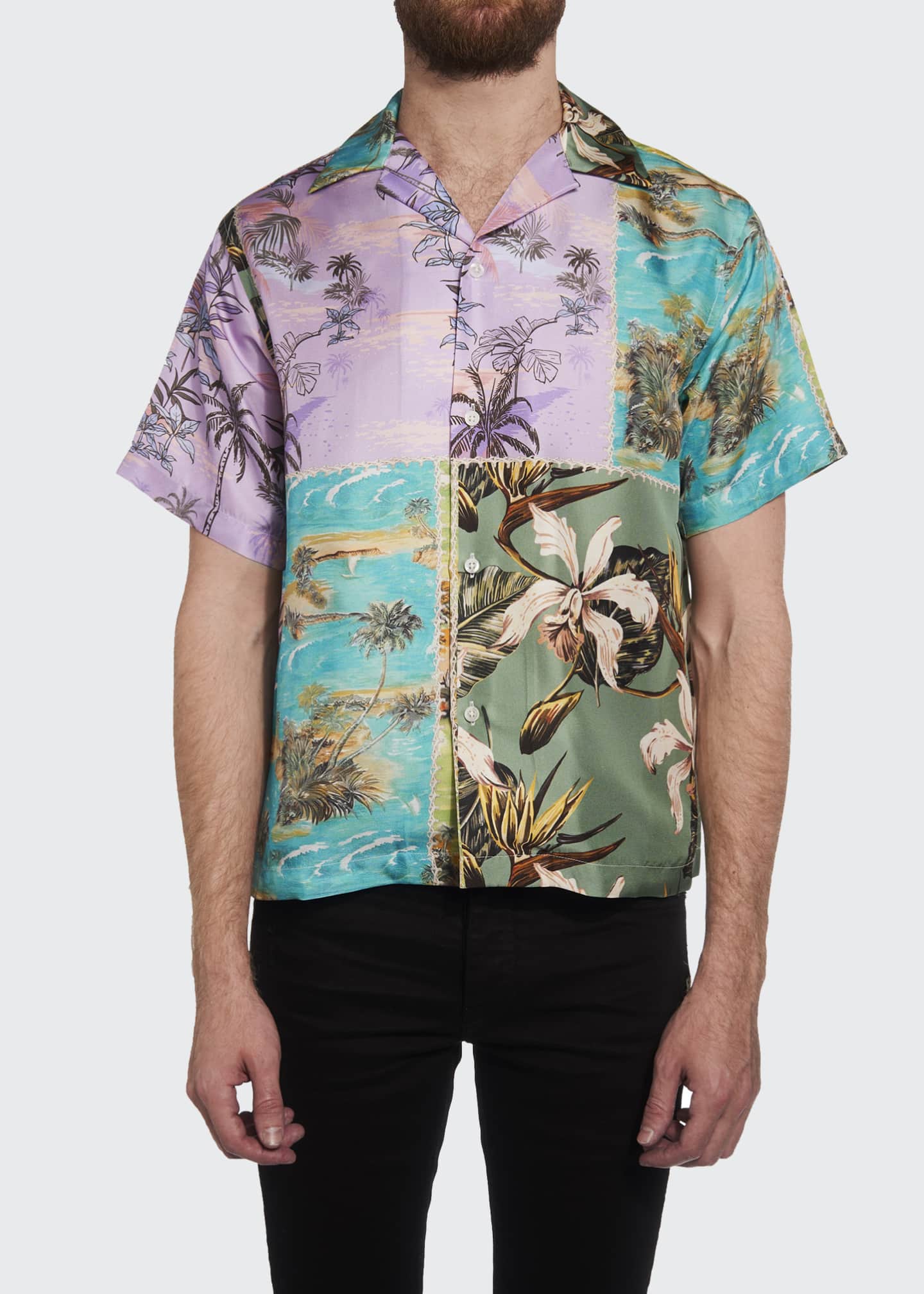 Amiri Men's Hawaiian Patchwork Silk Shirt Bergdorf Goodman