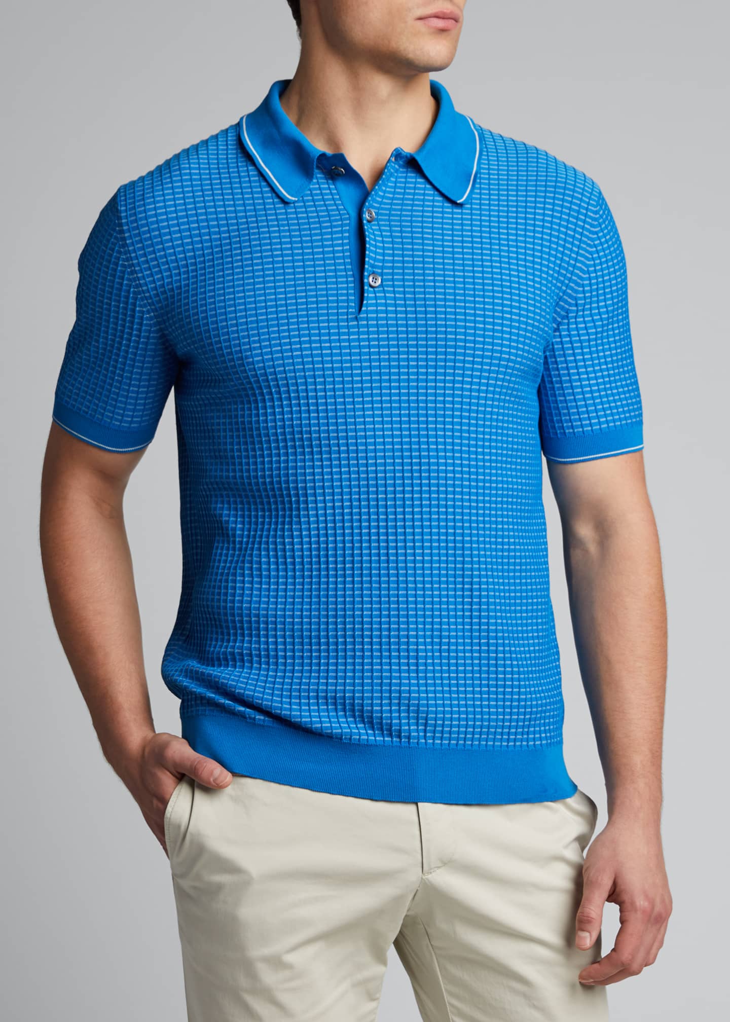 Brioni Men's WaffleKnit Polo Shirt Bergdorf Goodman