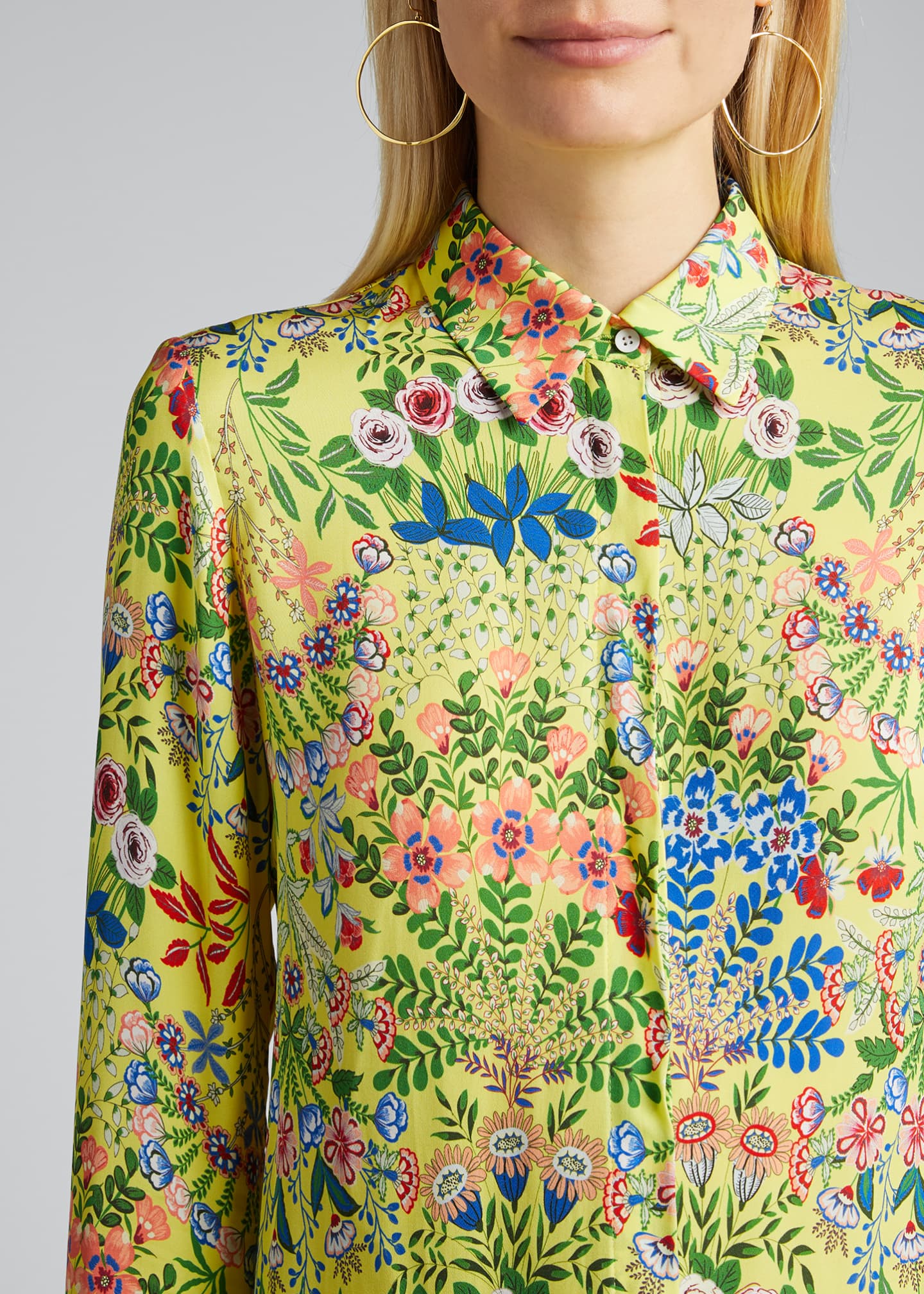 Alice + Olivia Willa Floral-Print Long-Sleeve Shirt - Bergdorf Goodman