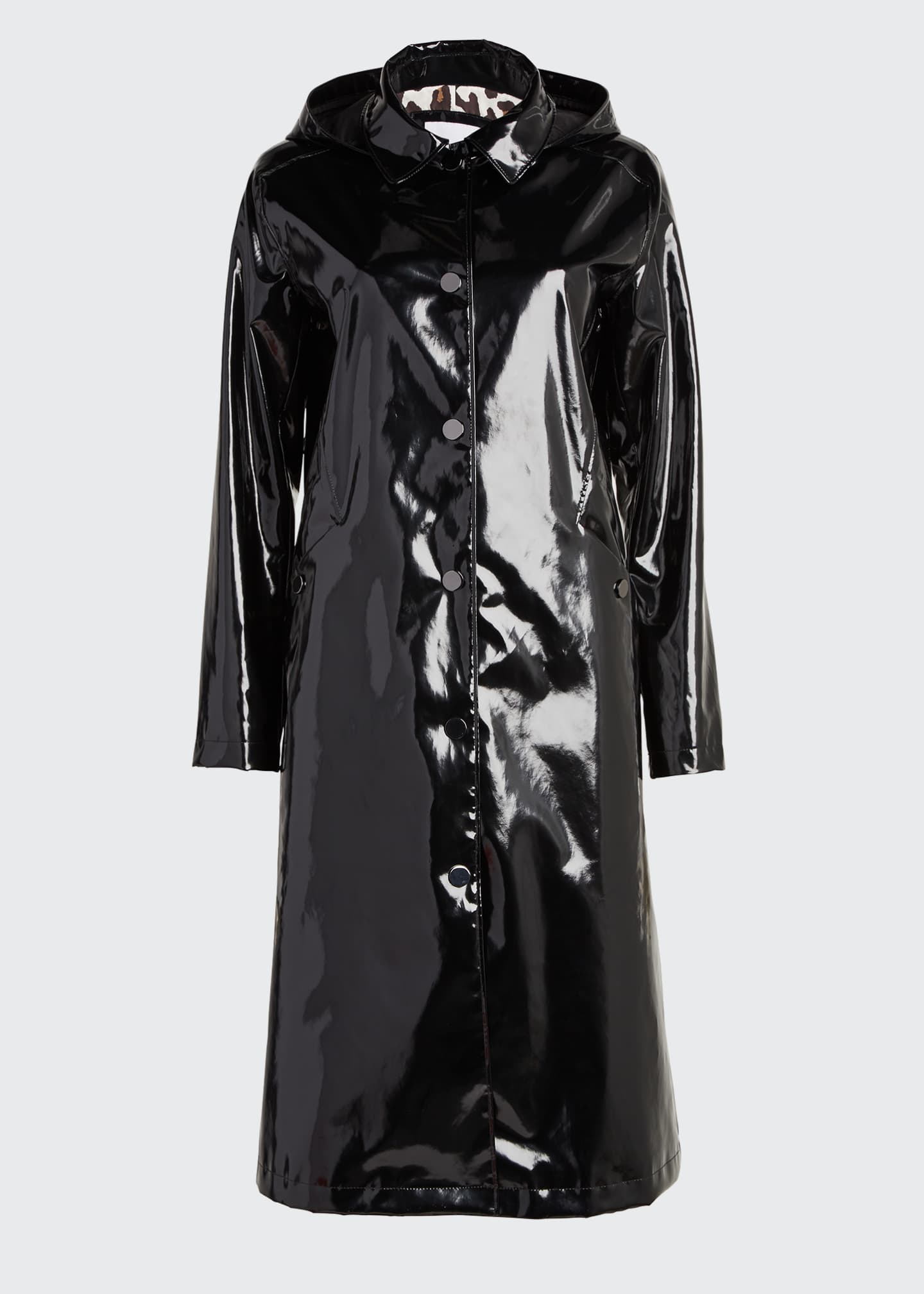 Jane Post Hooded SnapFront Long Rain Slicker Coat Bergdorf Goodman