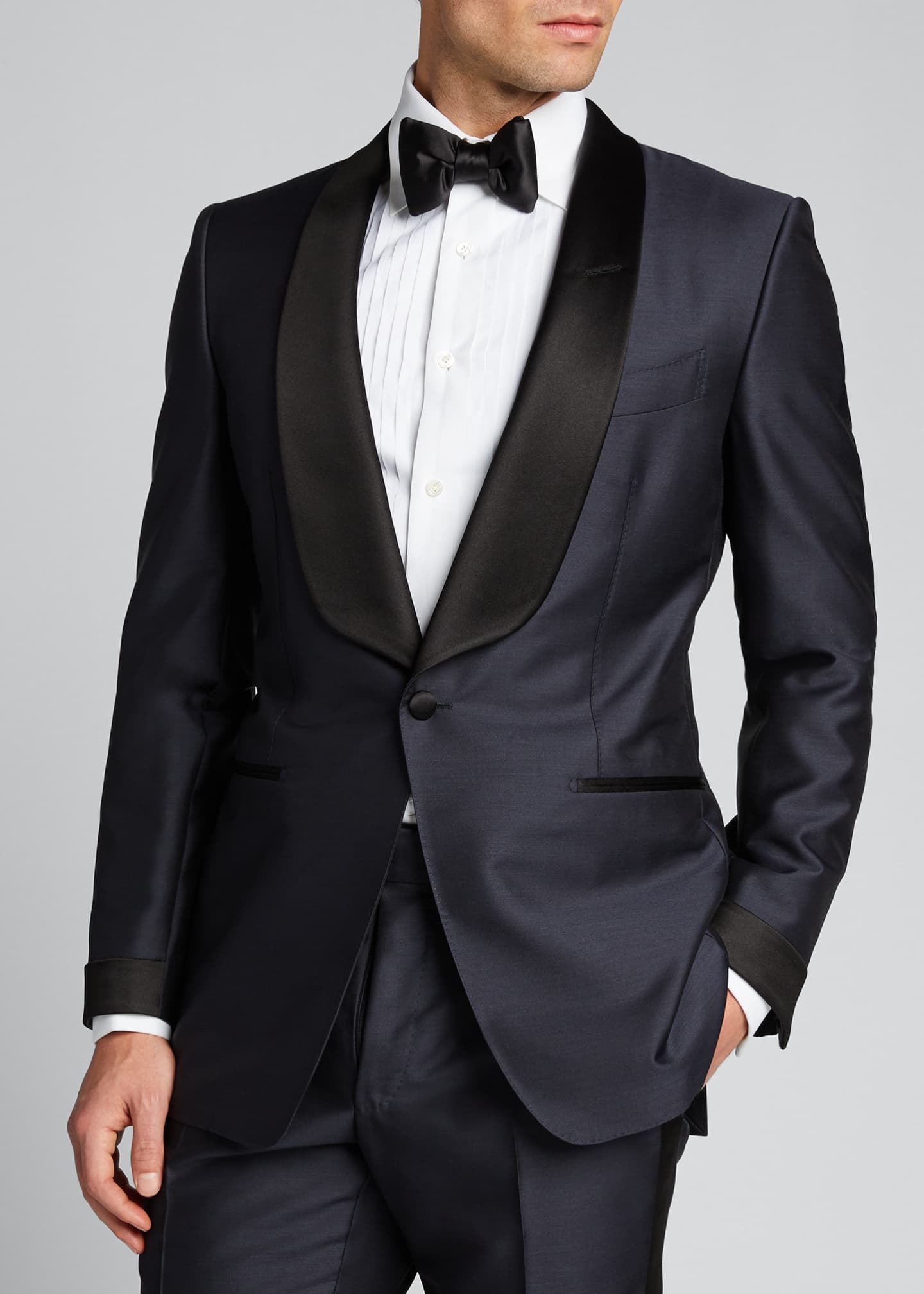 TOM FORD O'Connor Mohair/SilkBlend ShawlCollar Tuxedo, Navy