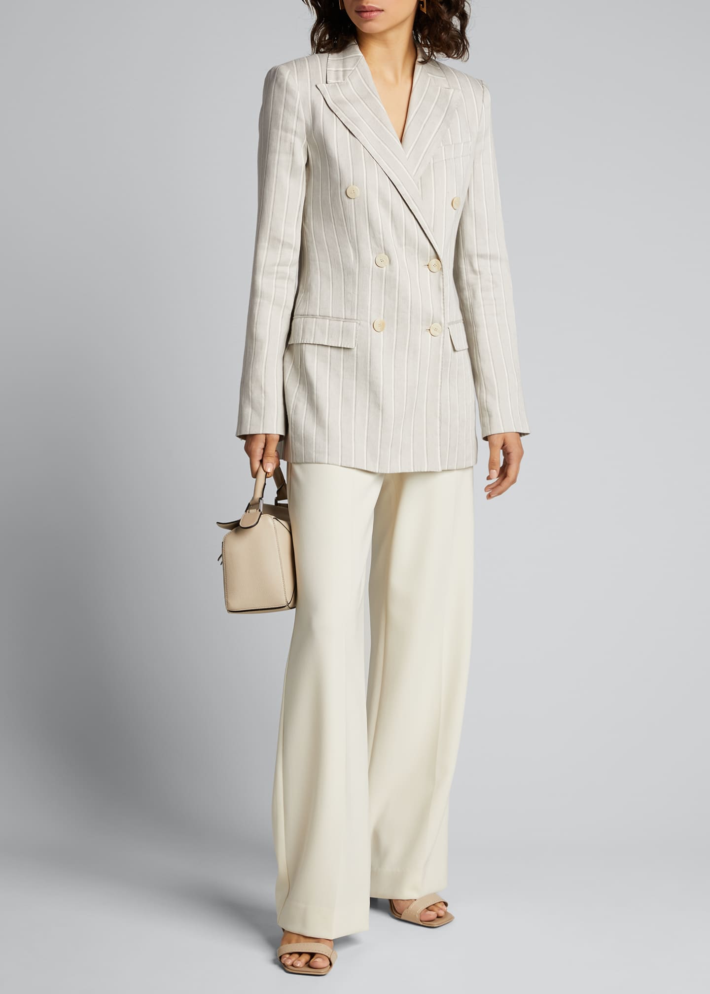 Theory Striped DoubleBreasted Tailored Linen Jacket Bergdorf Goodman
