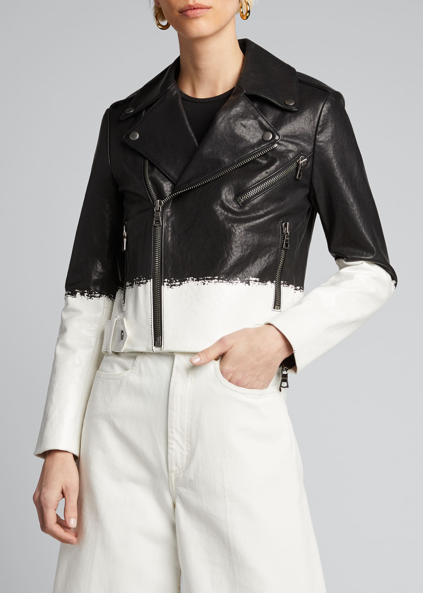 Krishna Suede Cropped Moto Jacket English Rose - Alice + Olivia main image 0