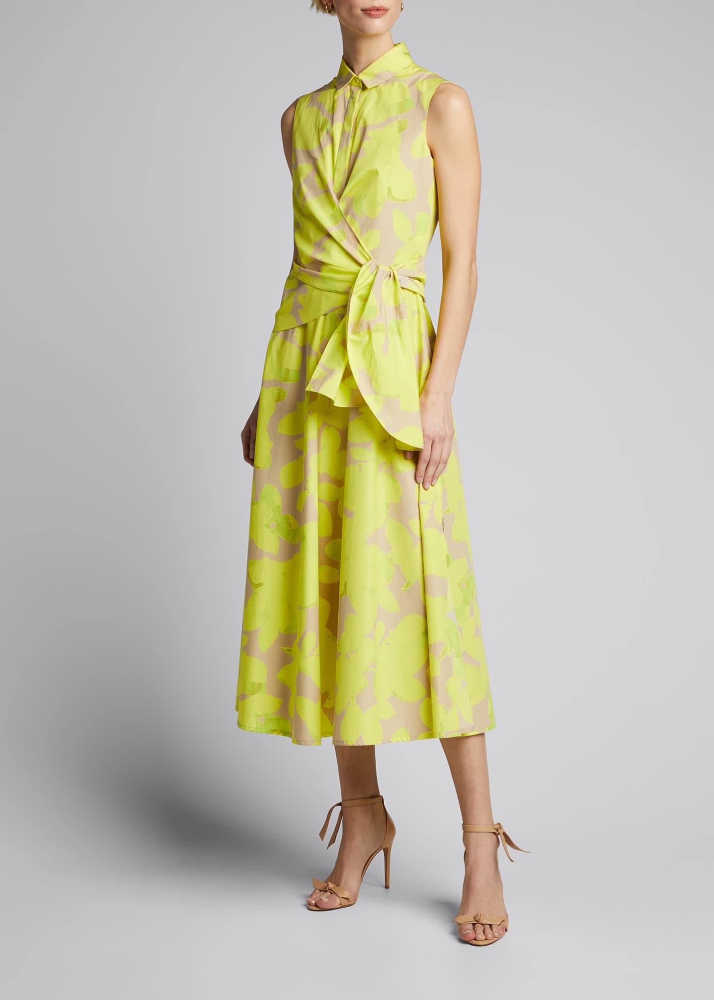Akris punto Magnolia-Print Poplin Wrap Dress - Bergdorf Goodman