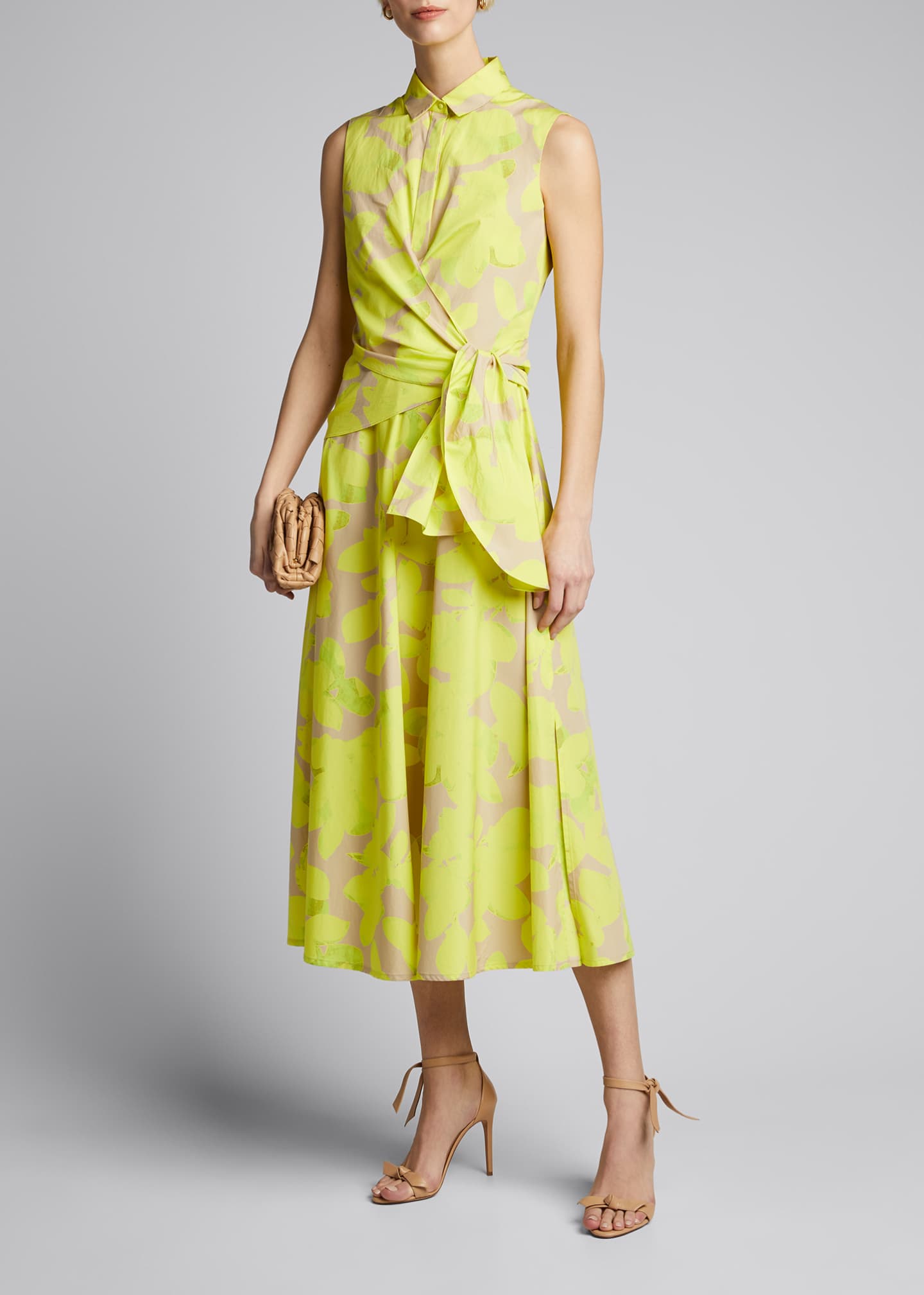 Akris punto Magnolia-Print Poplin Wrap Dress - Bergdorf Goodman