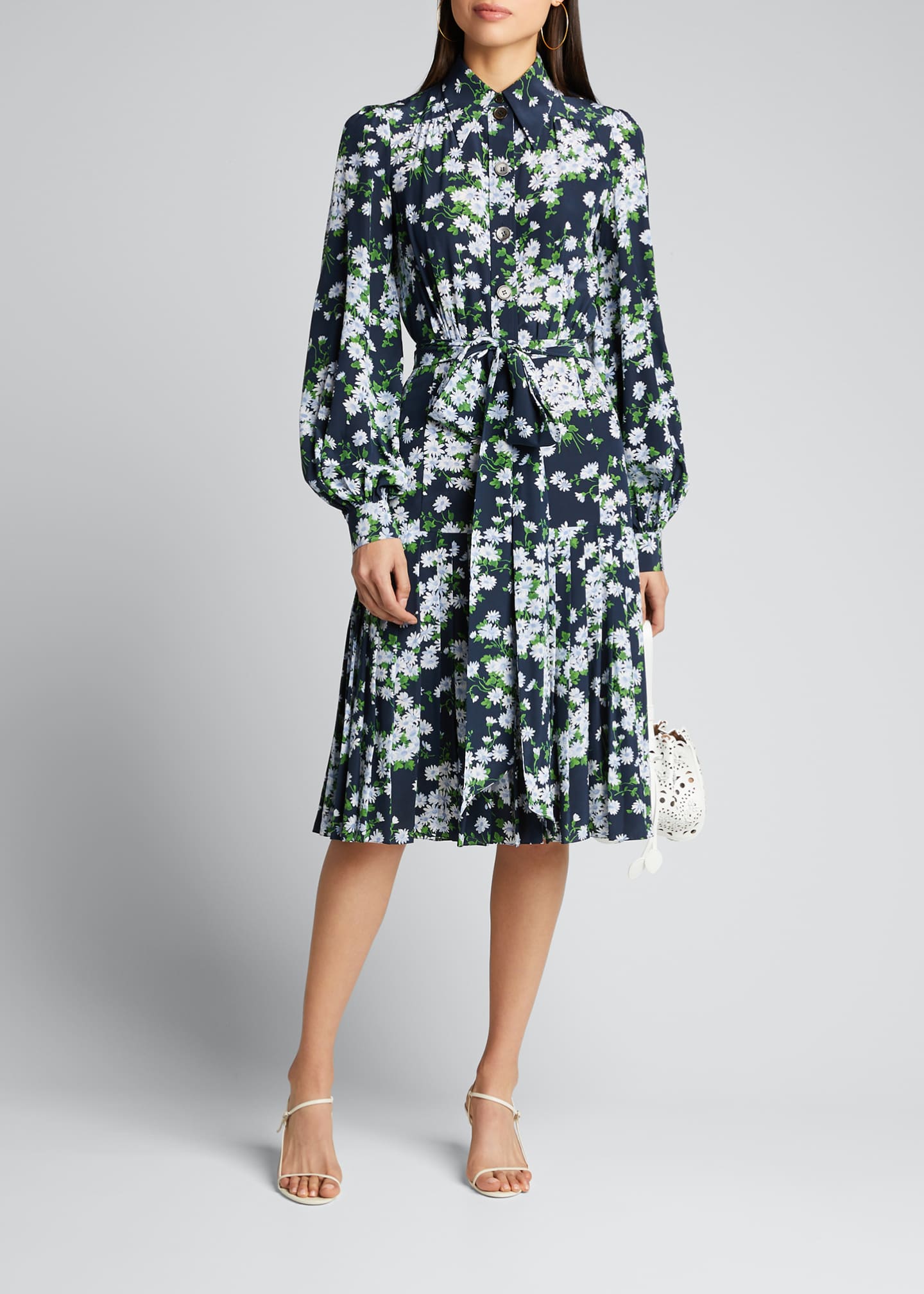 michael michael kors floral georgette shirtdress